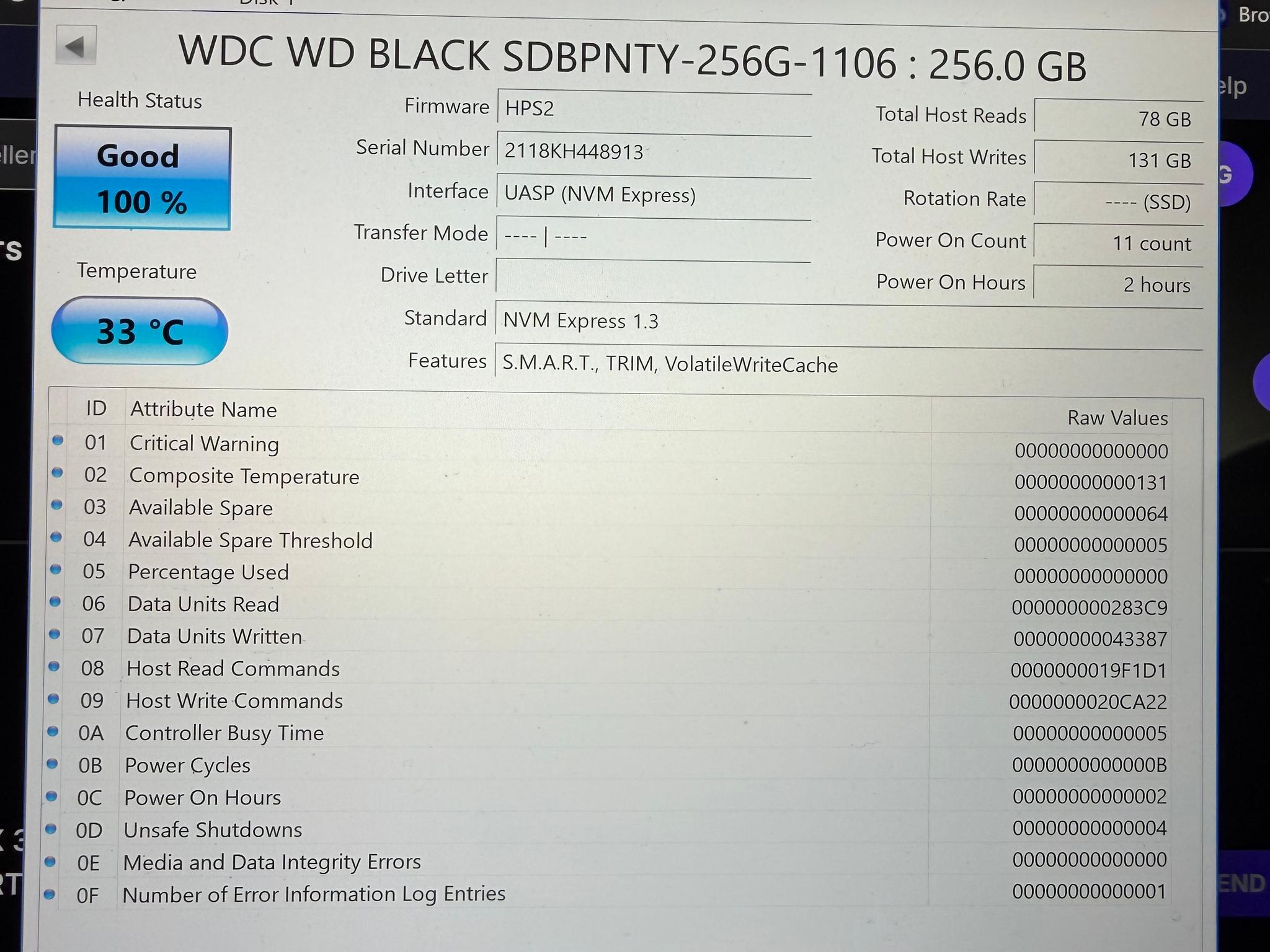 New Tested WD Black NVME M.2 2280 256GB SSD