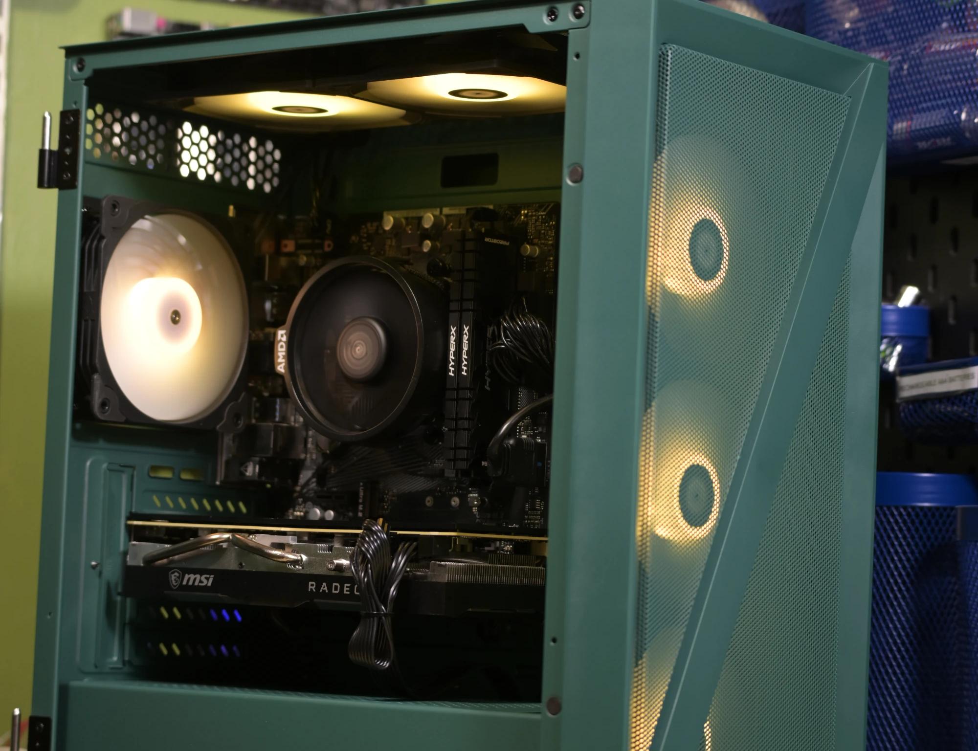 Custom Green RX 5700 XT 8GB Overclocked PC [Ryzen 5 5500, 32gb DDR4 RAM, 1TB SSD]