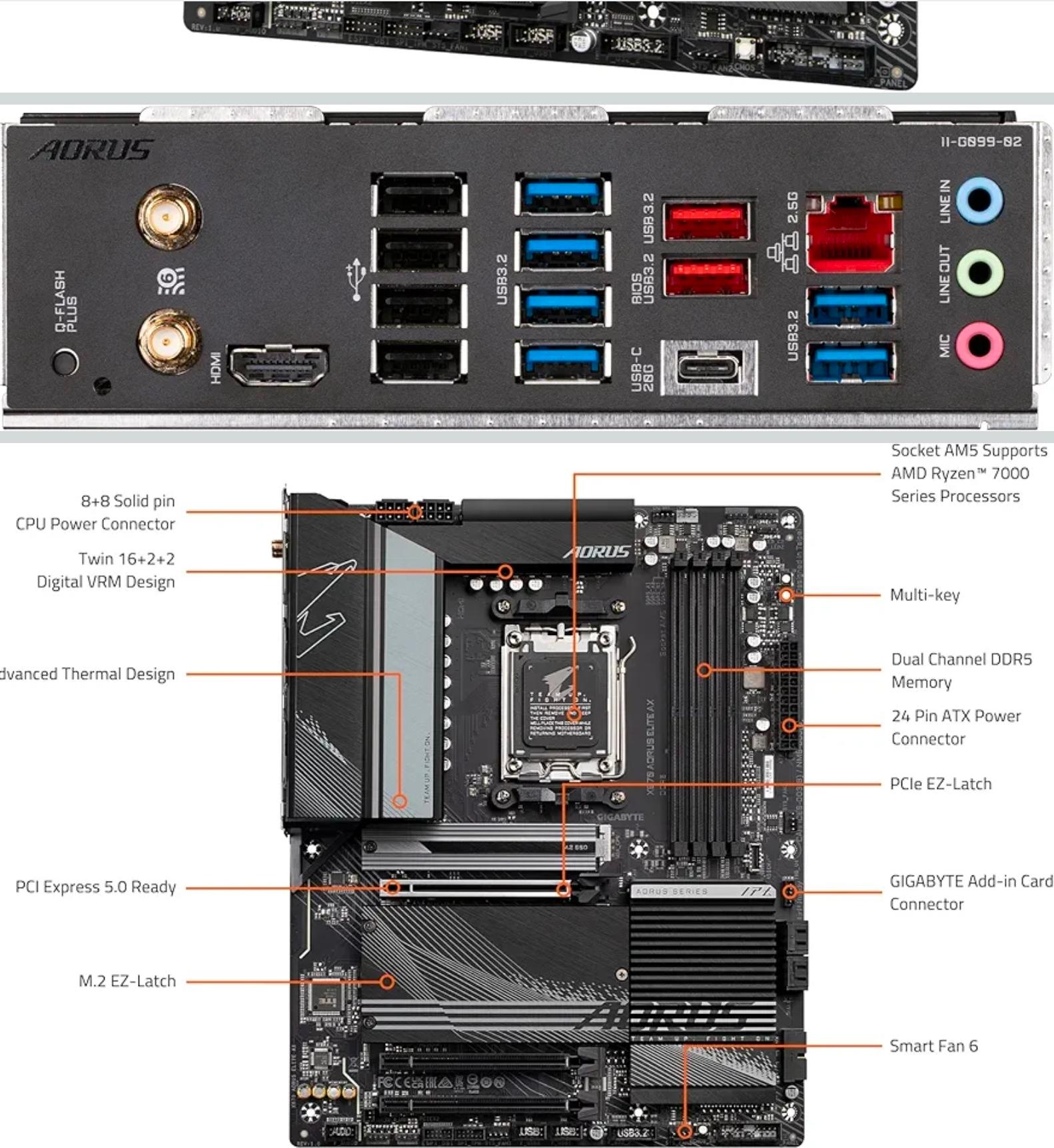 GIGABYTE X670 AORUS ELITE AX AM5 ATX AMD Motherboard