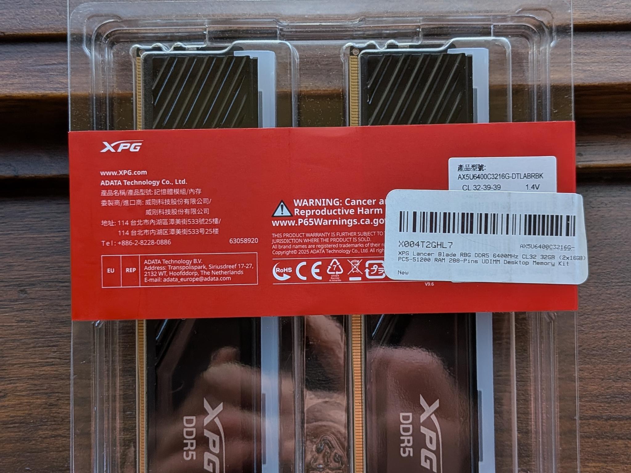 XPG Lancer Blade 32GB 6400MT DDR5 CL32 (2 X 16) RGB