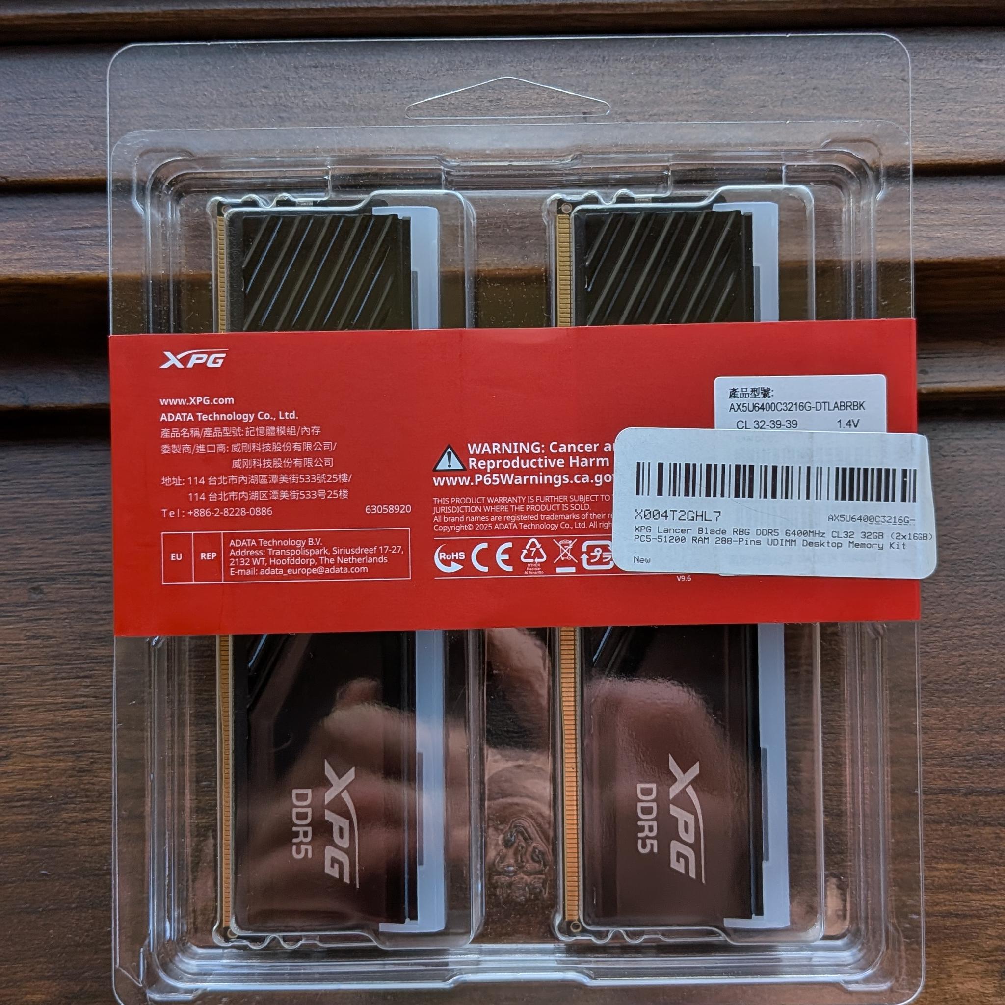 XPG Lancer Blade 32GB 6400MT DDR5 CL32 (2 X 16) RGB
