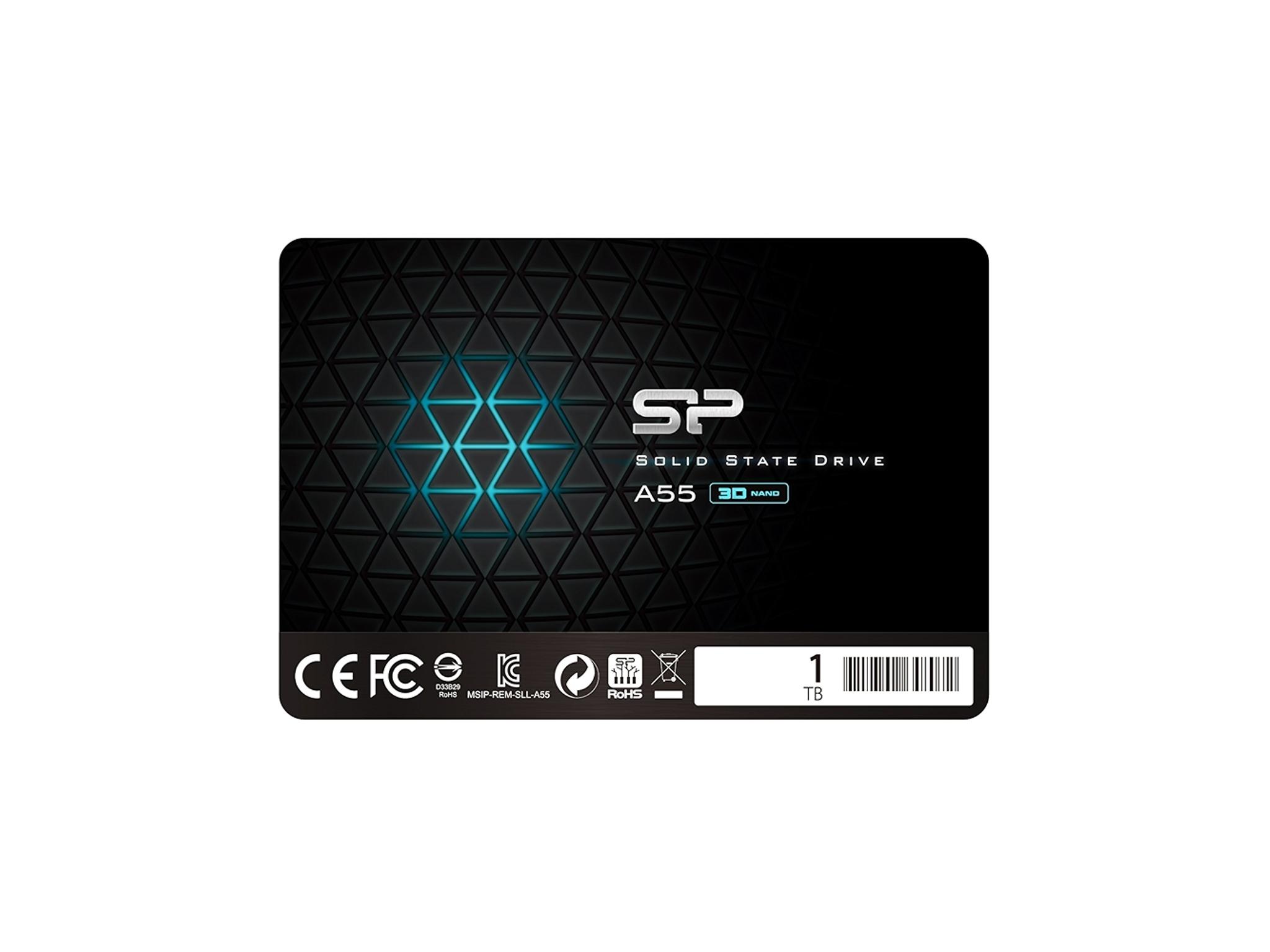 SP 1TB SSD 3D NAND A55 SLC Cache Performance Boost SATA III 2.5" (SP001TBSS3A55S25) - Used