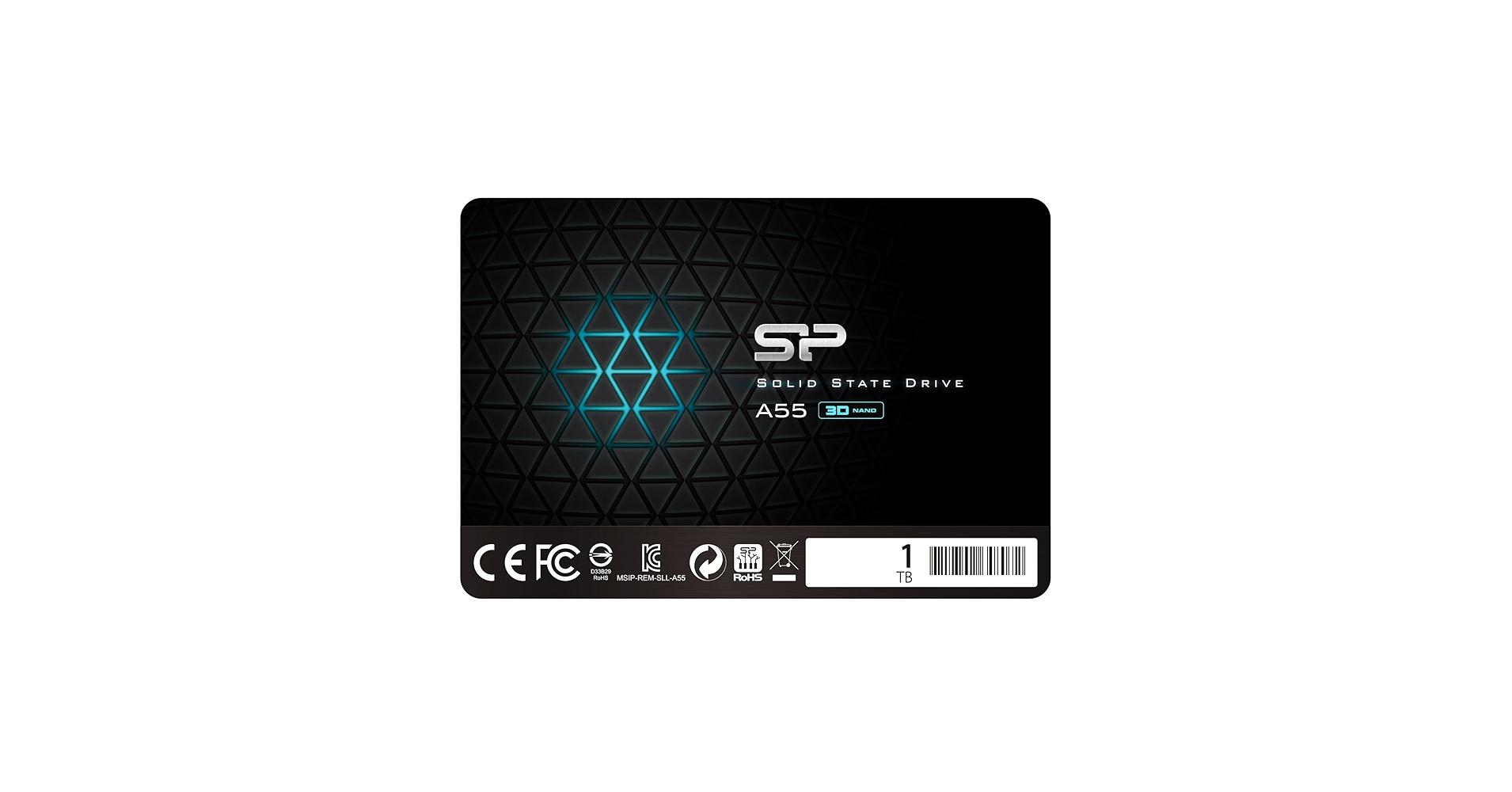 SP 1TB SSD 3D NAND A55 SLC Cache Performance Boost SATA III 2.5" (SP001TBSS3A55S25) - Used