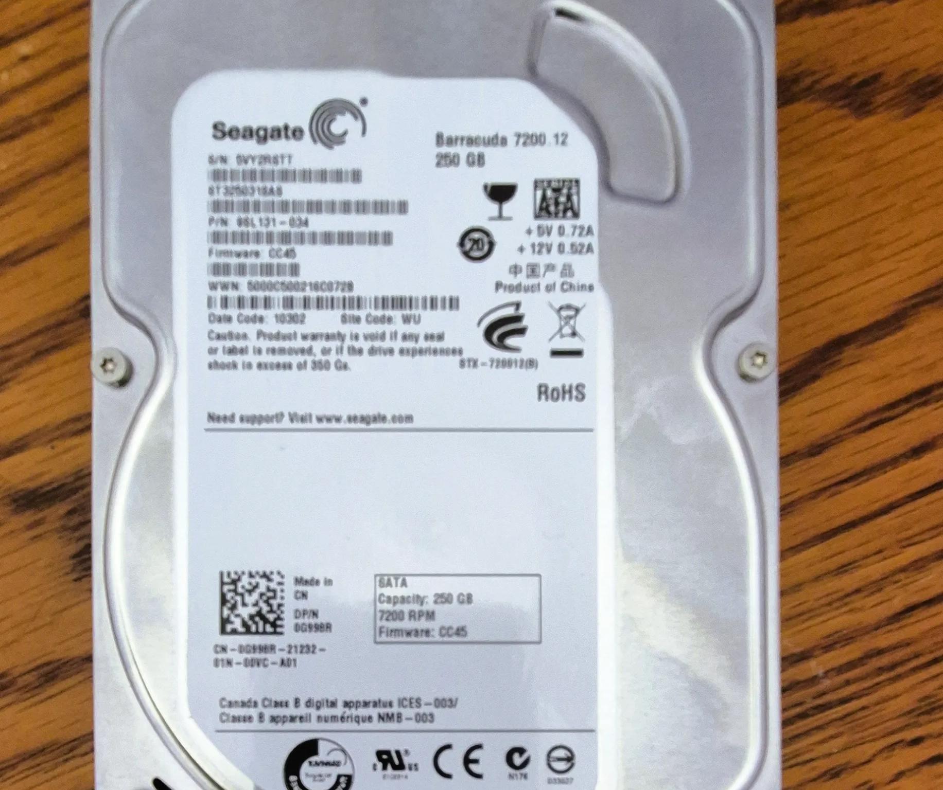 Refurbished Seagate Barracuda ST3250318AS 250GB Hard Drive SATA