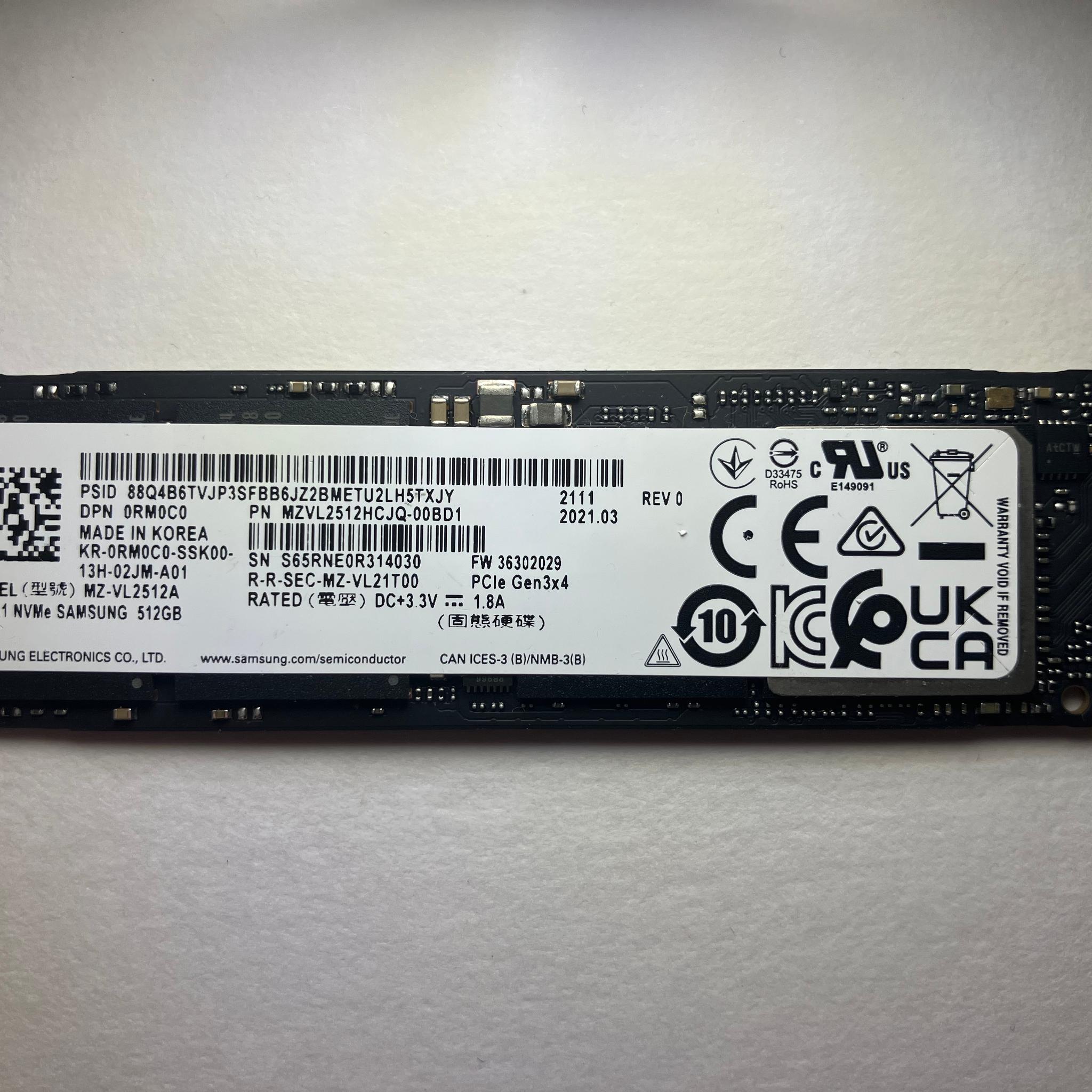 Samsung PM9A1 512GB SSD Gen3x4 512MB DRAM | NVME M.2 2280 | Solid State Drive | 86% Health