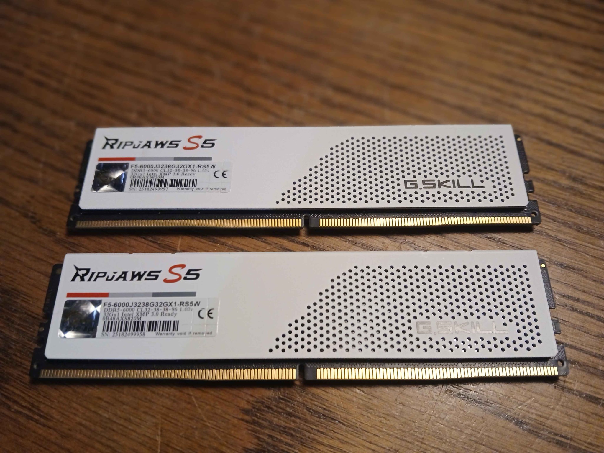 64GB CL32 (2x32gb) DDR5-6000 White G-Skill Ripjaws S5 DDR5 RAM