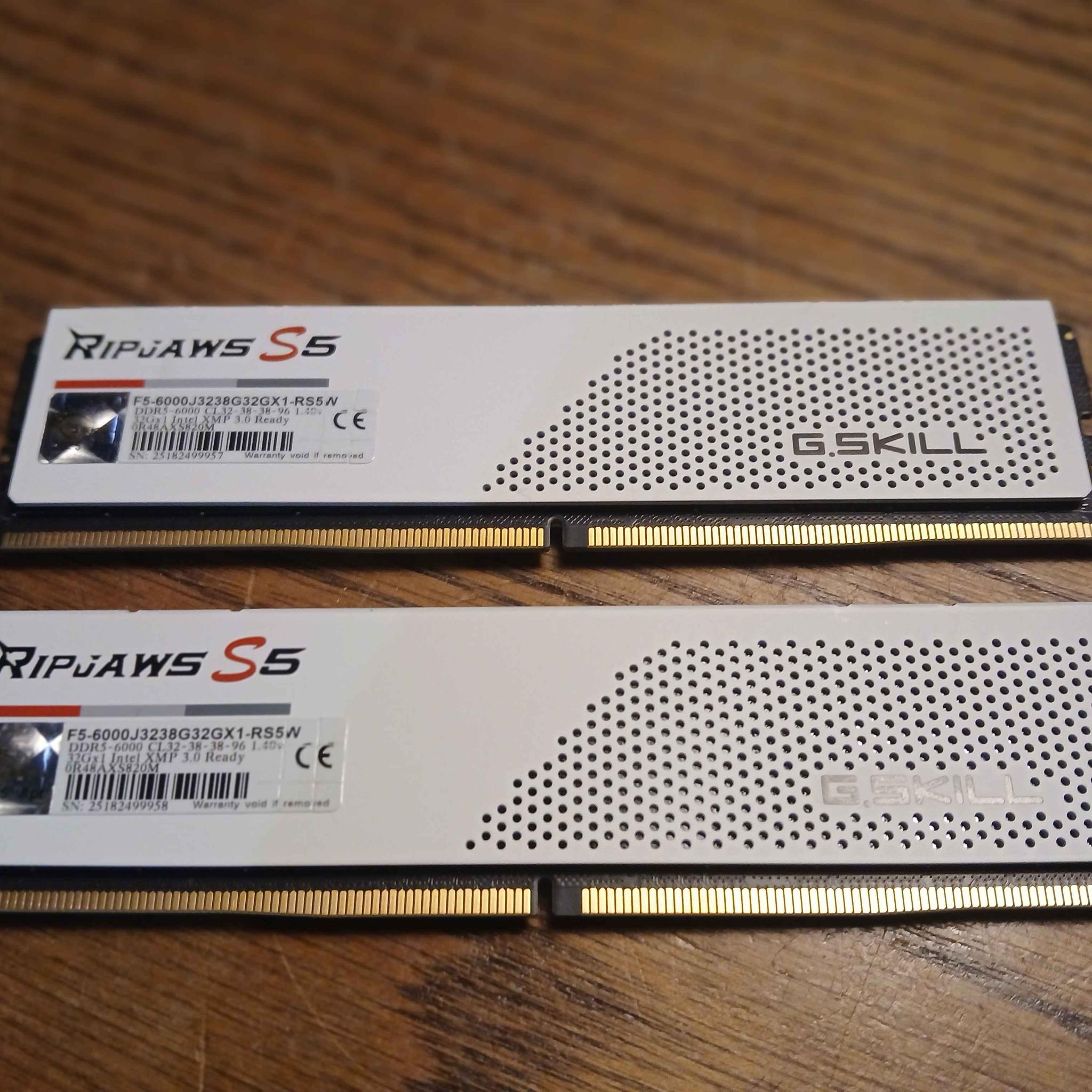 64GB CL32 (2x32gb) DDR5-6000 White G-Skill Ripjaws S5 DDR5 RAM