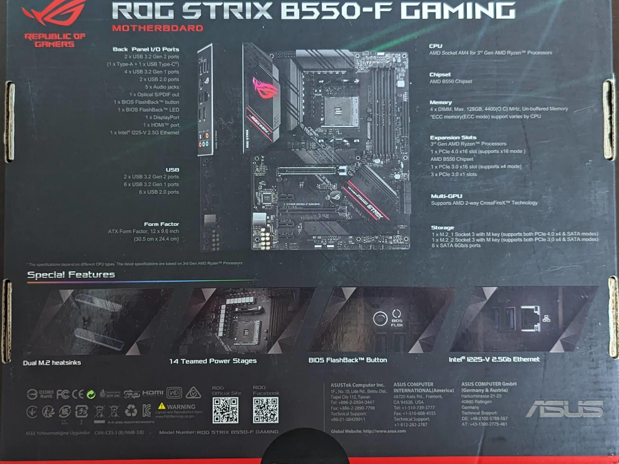 ASUS ROG STRIX B550-F ATX AM4 || w/o Wi-Fi