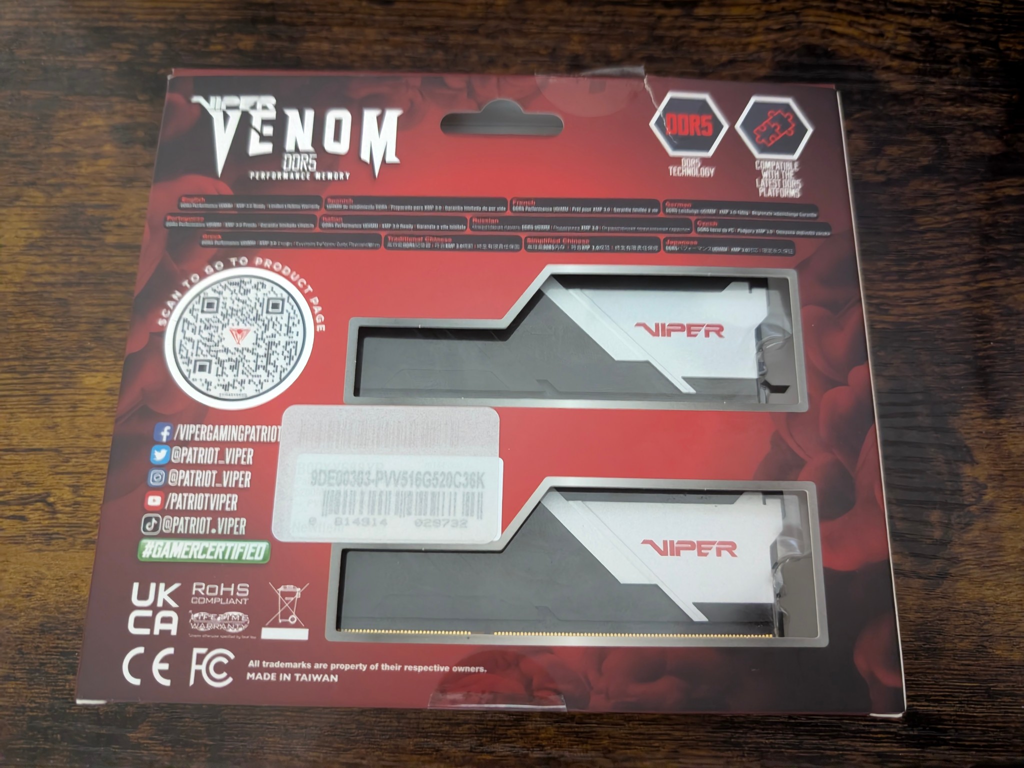 Patriot Viper Venom 16 GB (2 x 8 GB) DDR5-5200 CL36 Memory