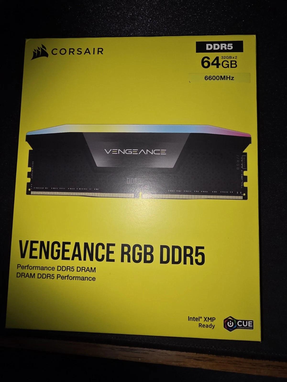 Corsair 64GB (2x32GB) VENGEANCE® RGB DDR5 DRAM 6600MT/s CL32 CMH64GX5M2B6600C32