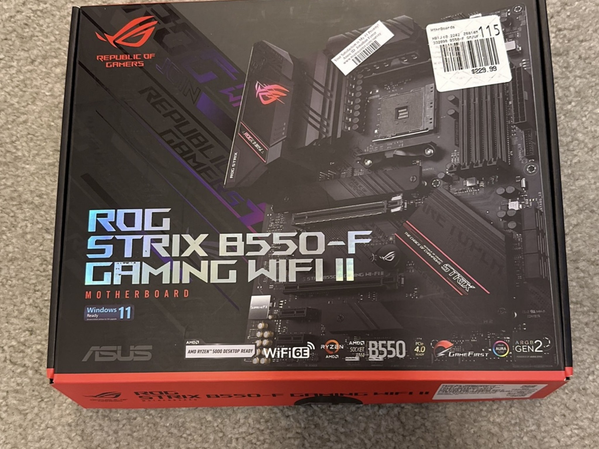 ASUS ROG Strix B550-F Gaming AMD AM4 Zen 3 Ryzen 5000 & 3rd Gen Ryzen ATX Gaming Motherboard
