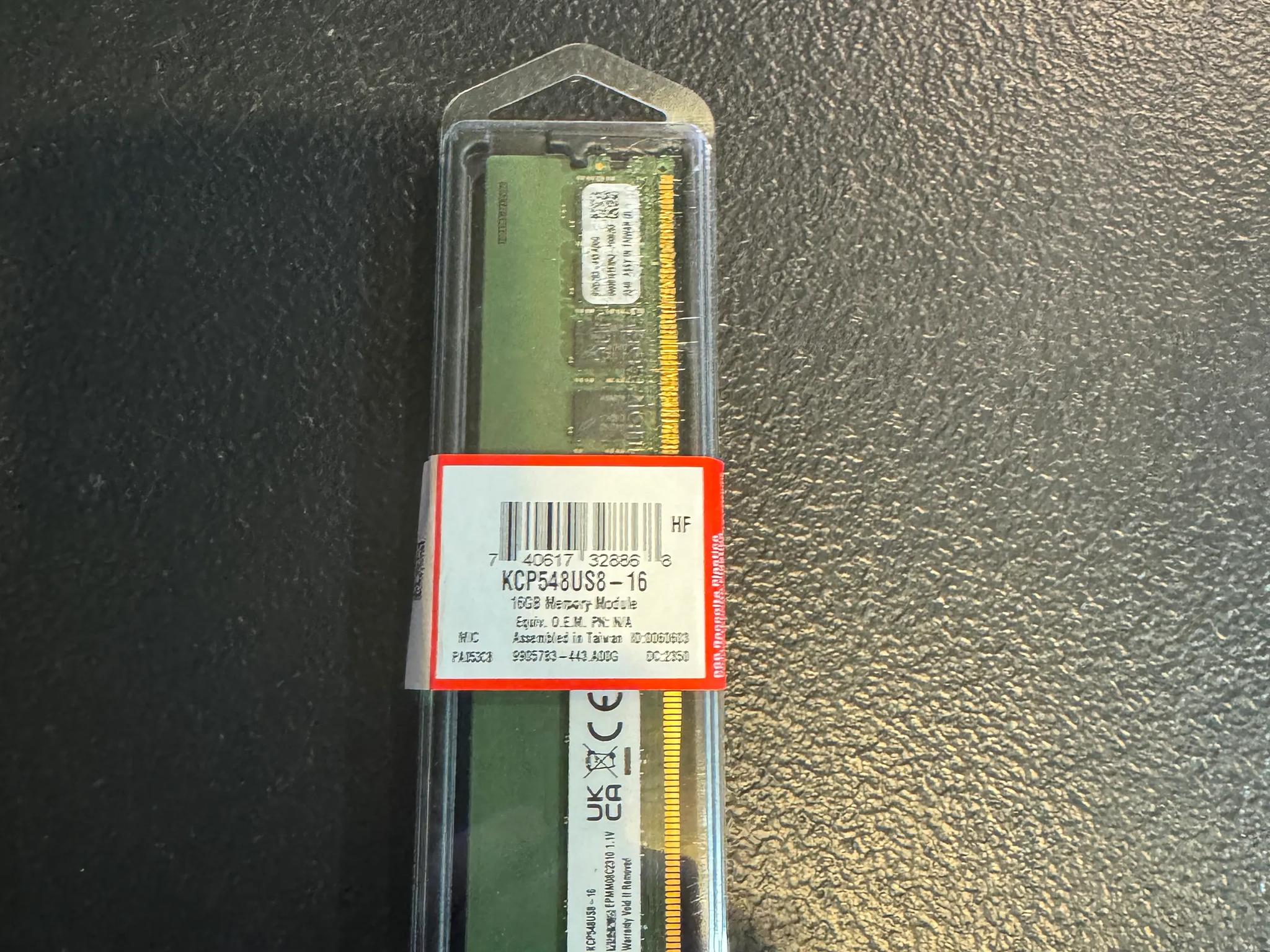 Kingston (1X16GB) 16GB Kit Of Ram DDR5 4800MHZ Open Box
