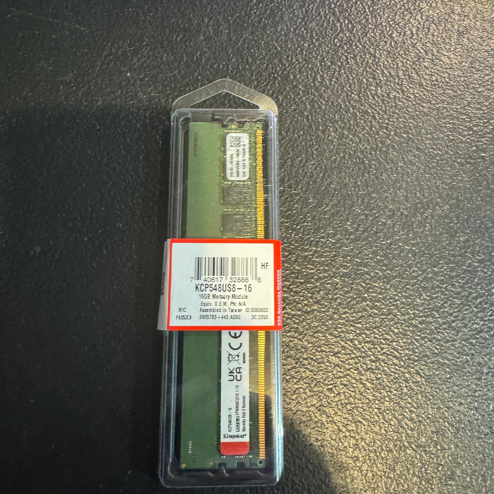 Kingston (1X16GB) 16GB Kit Of Ram DDR5 4800MHZ Open Box