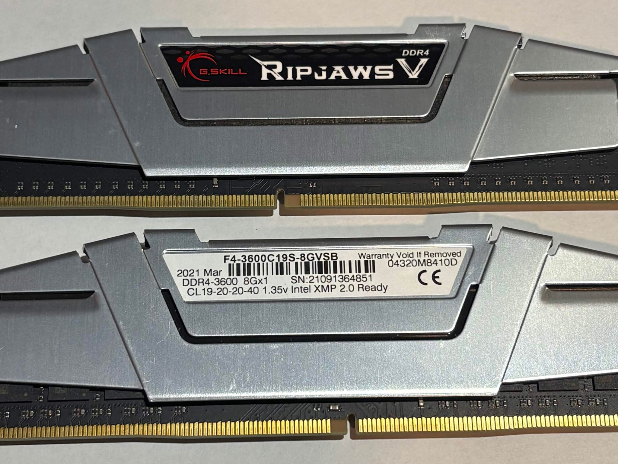 G.SKILL Ripjaws V 16GB (2x8GB) DDR4-3600 CL19 Memory Kit | Silver | Tested Working  Condition