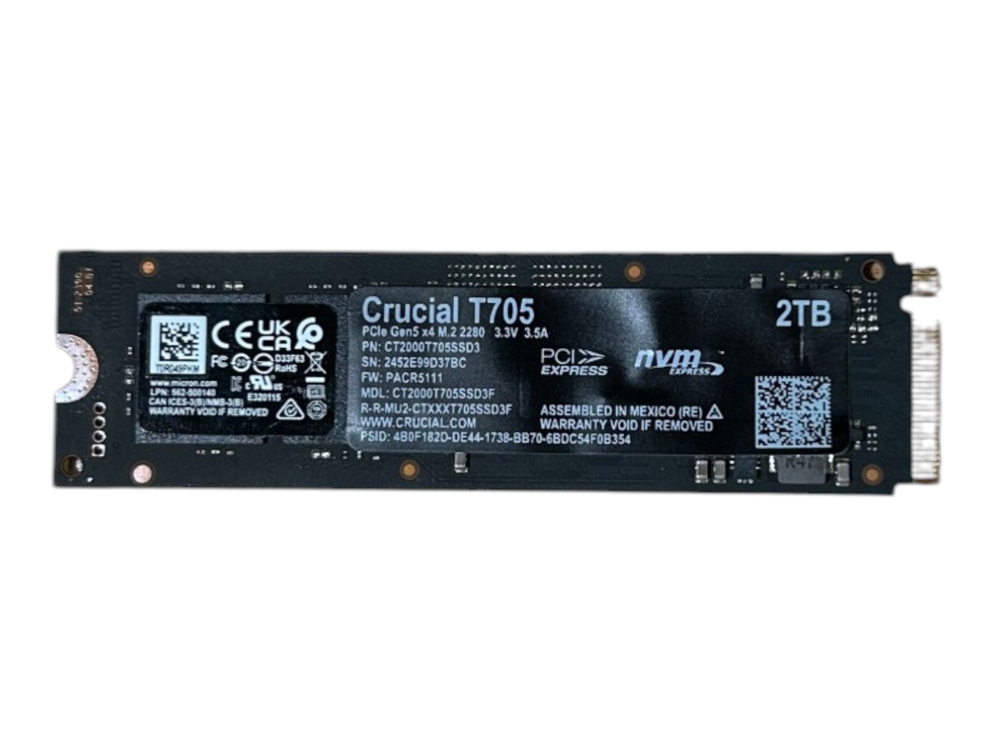 Crucial T705 2TB NVME PCIE Gen 5.0 x4