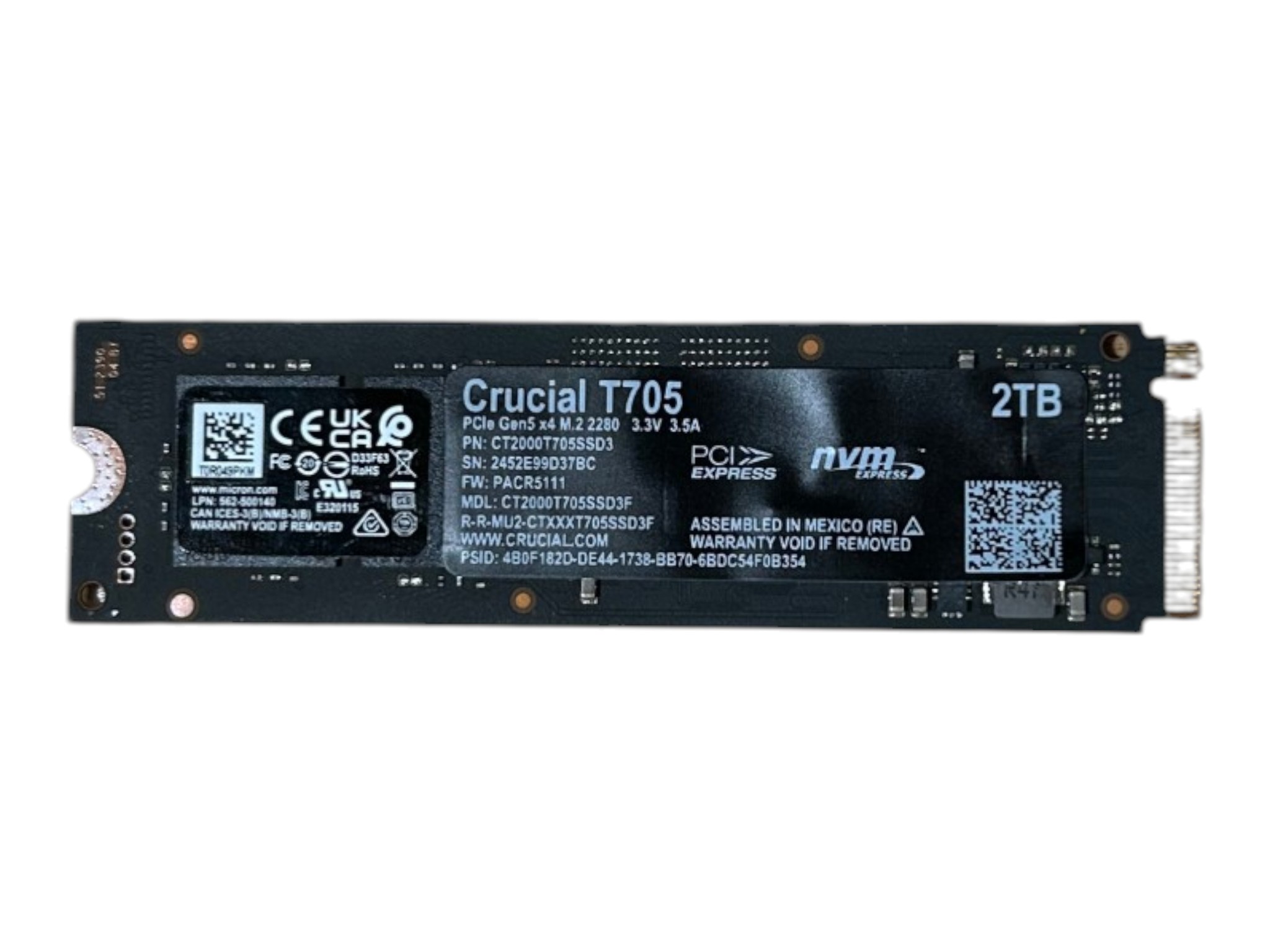 Crucial T705 2TB NVME PCIE Gen 5.0 x4