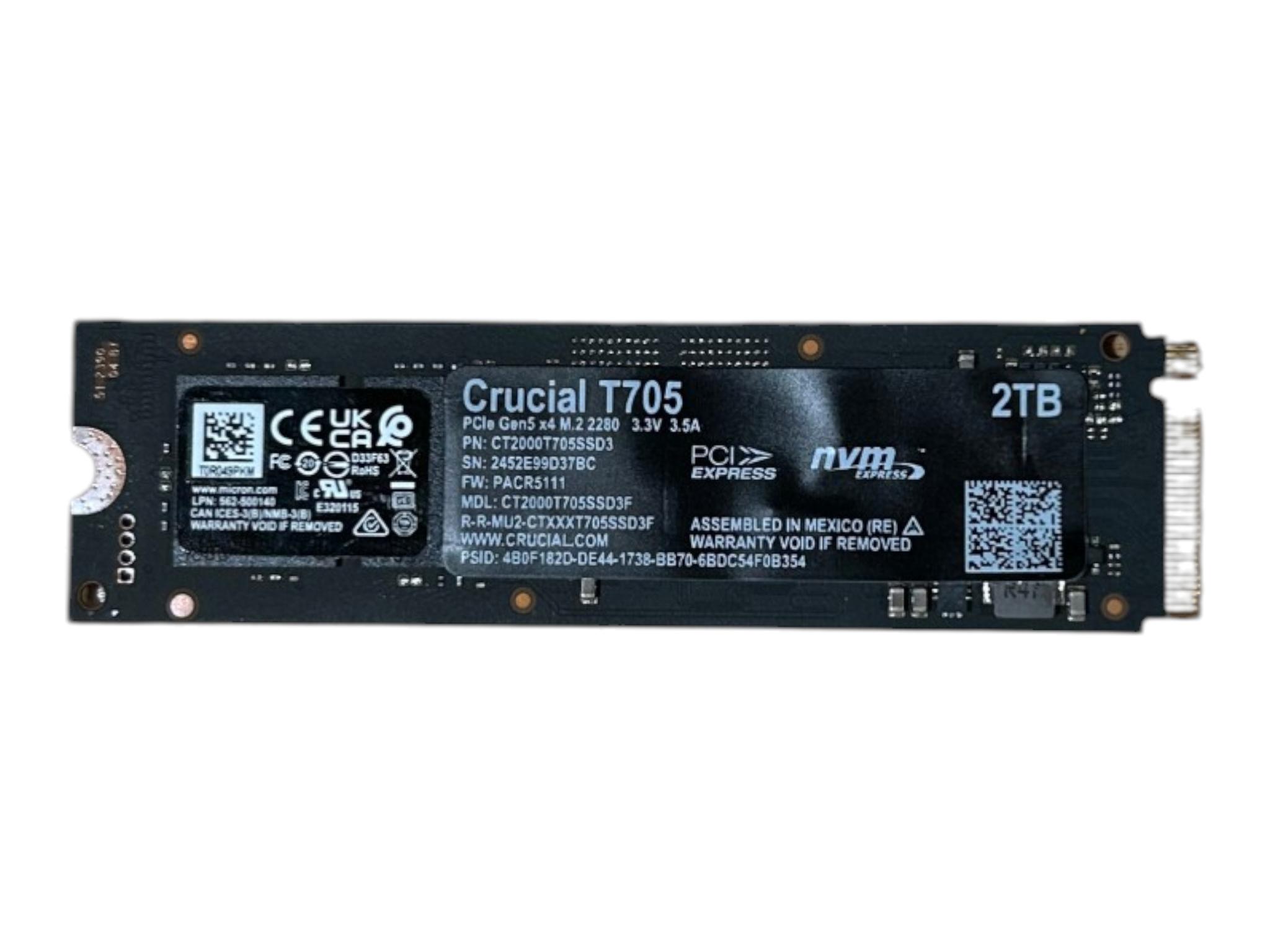 Crucial T705 2TB NVME PCIE Gen 5.0 x4