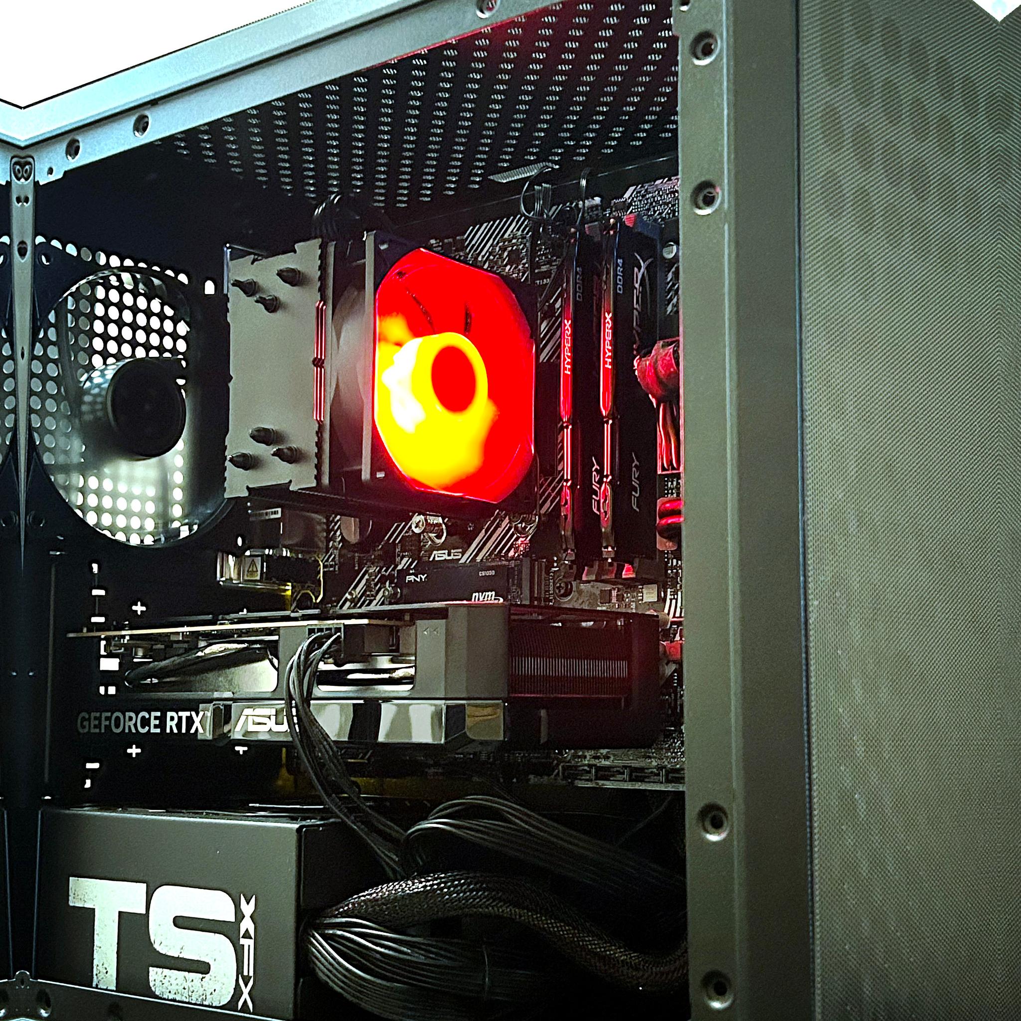 🔥 Crimson Shadow Gaming PC – Ryzen 5 5500 / RTX 5060 / 16GB DDR4 / 500GB NVMe