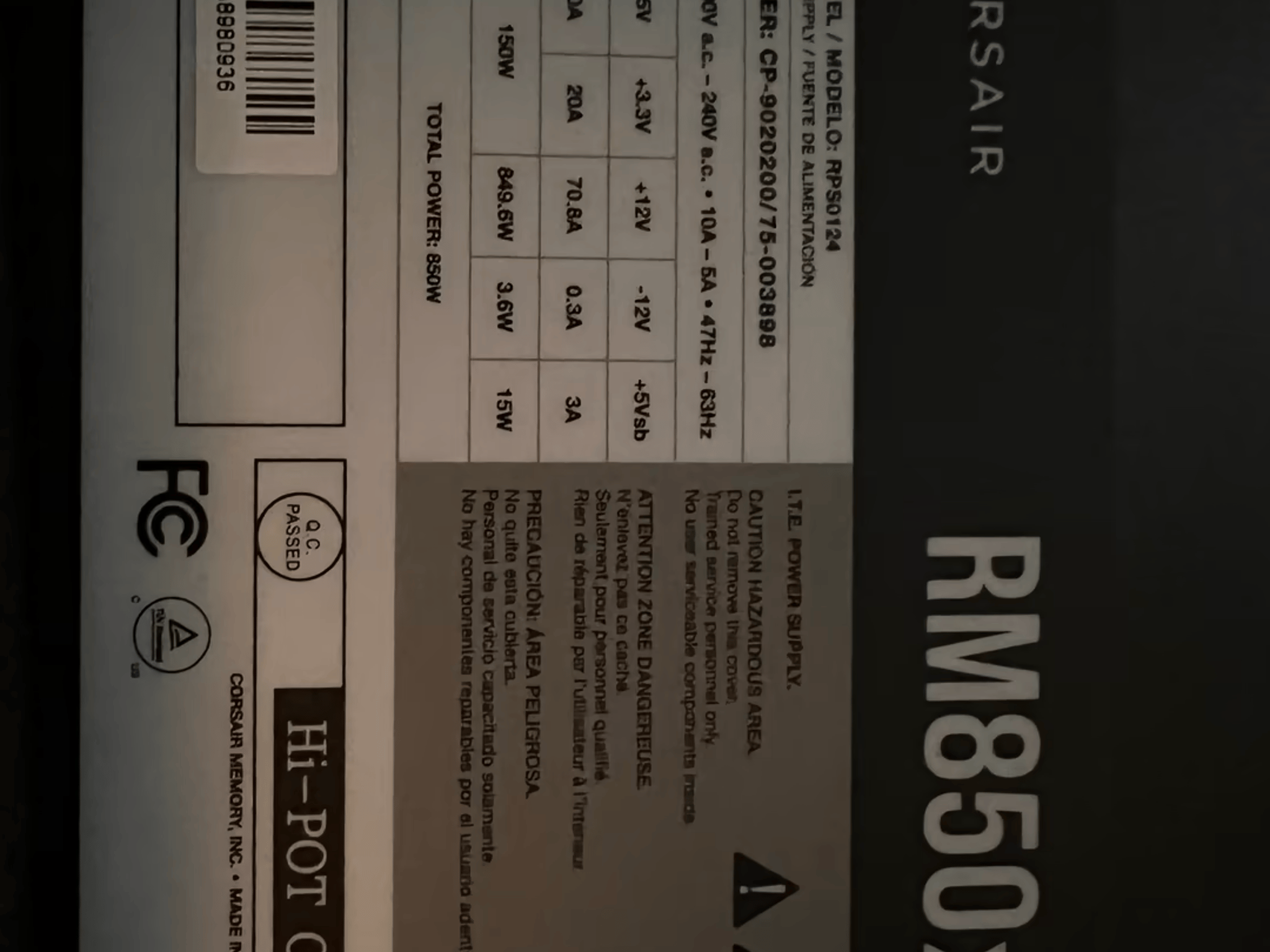 Corsair RM850x 80+ Gold