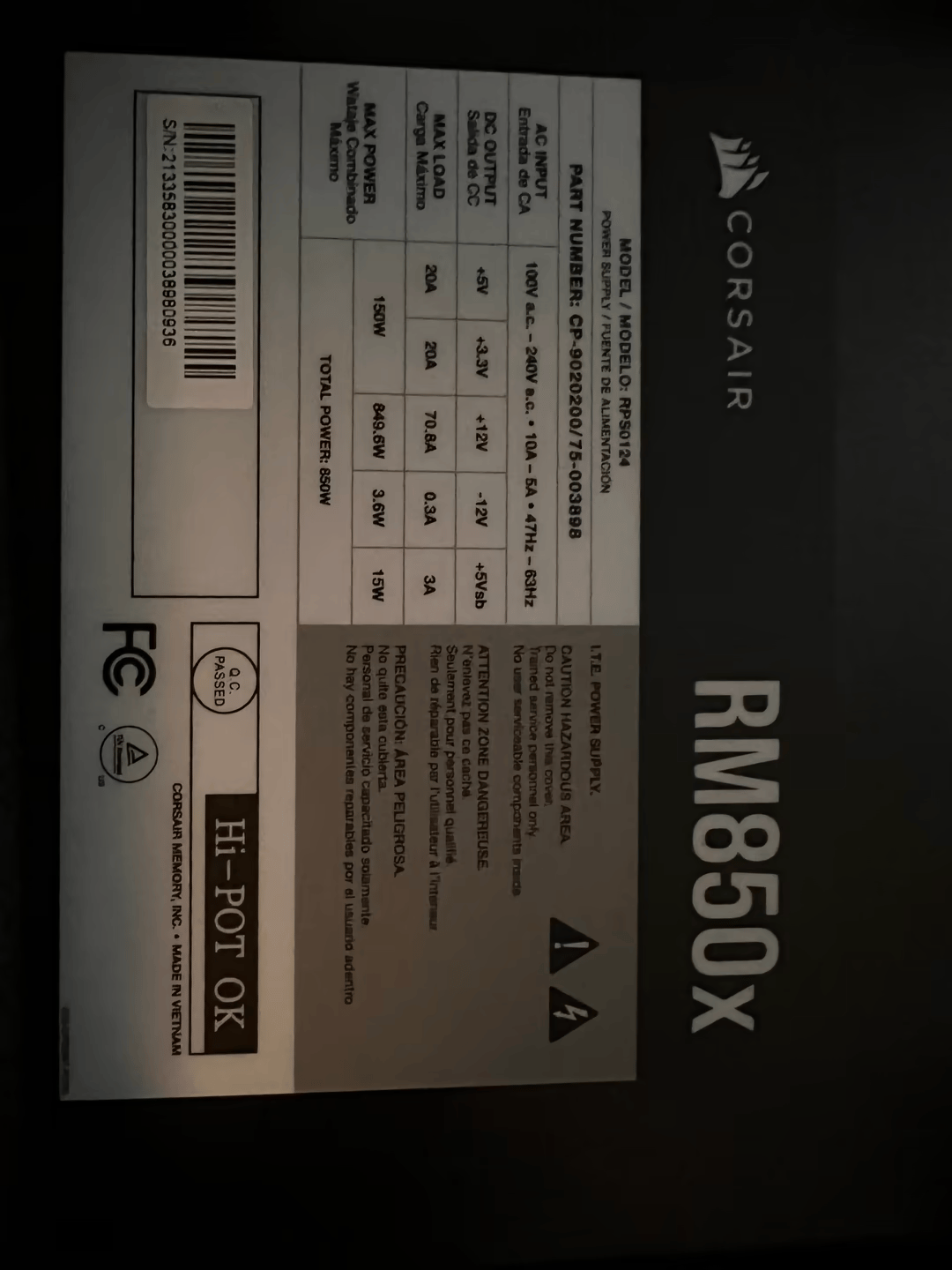 Corsair RM850x 80+ Gold