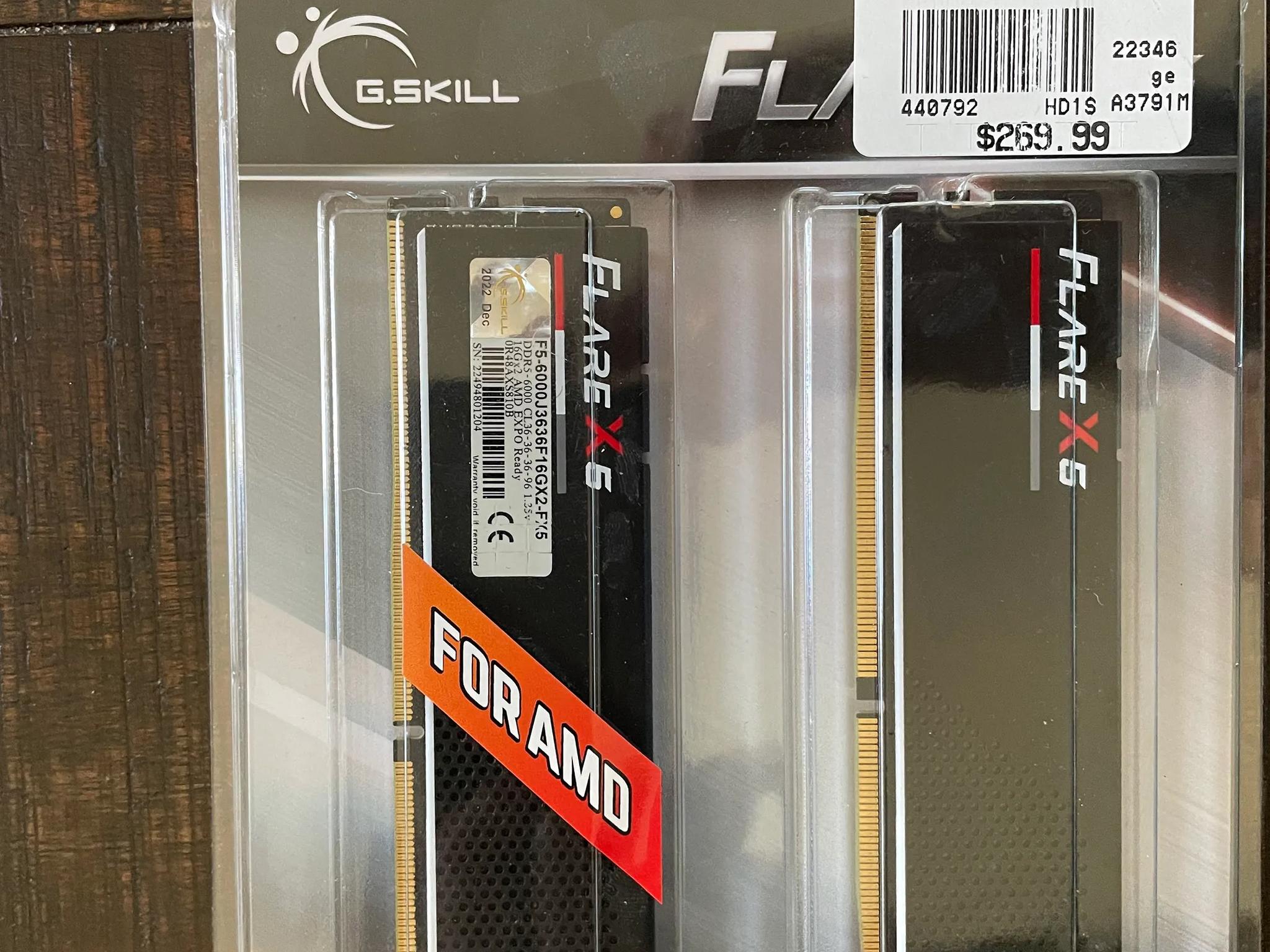G.Skill Flare X5 Series 32GB (2 x 16GB) DDR5-6000 PC5-48000 CL36 Dual Channel Desktop Memory
