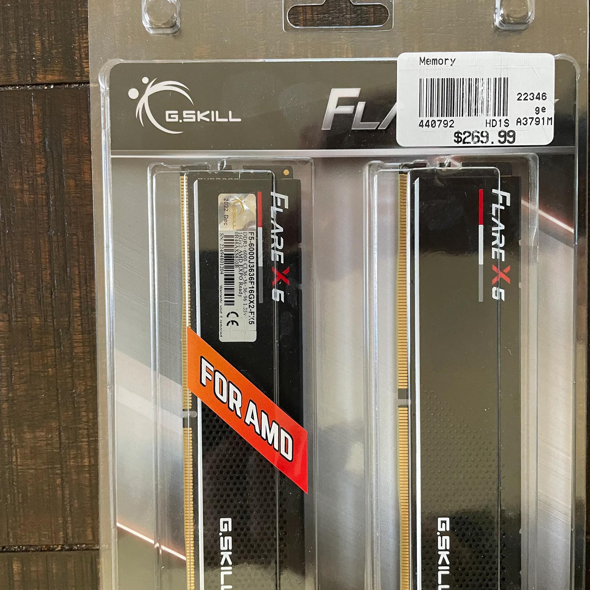 G.Skill Flare X5 Series 32GB (2 x 16GB) DDR5-6000 PC5-48000 CL36 Dual Channel Desktop Memory