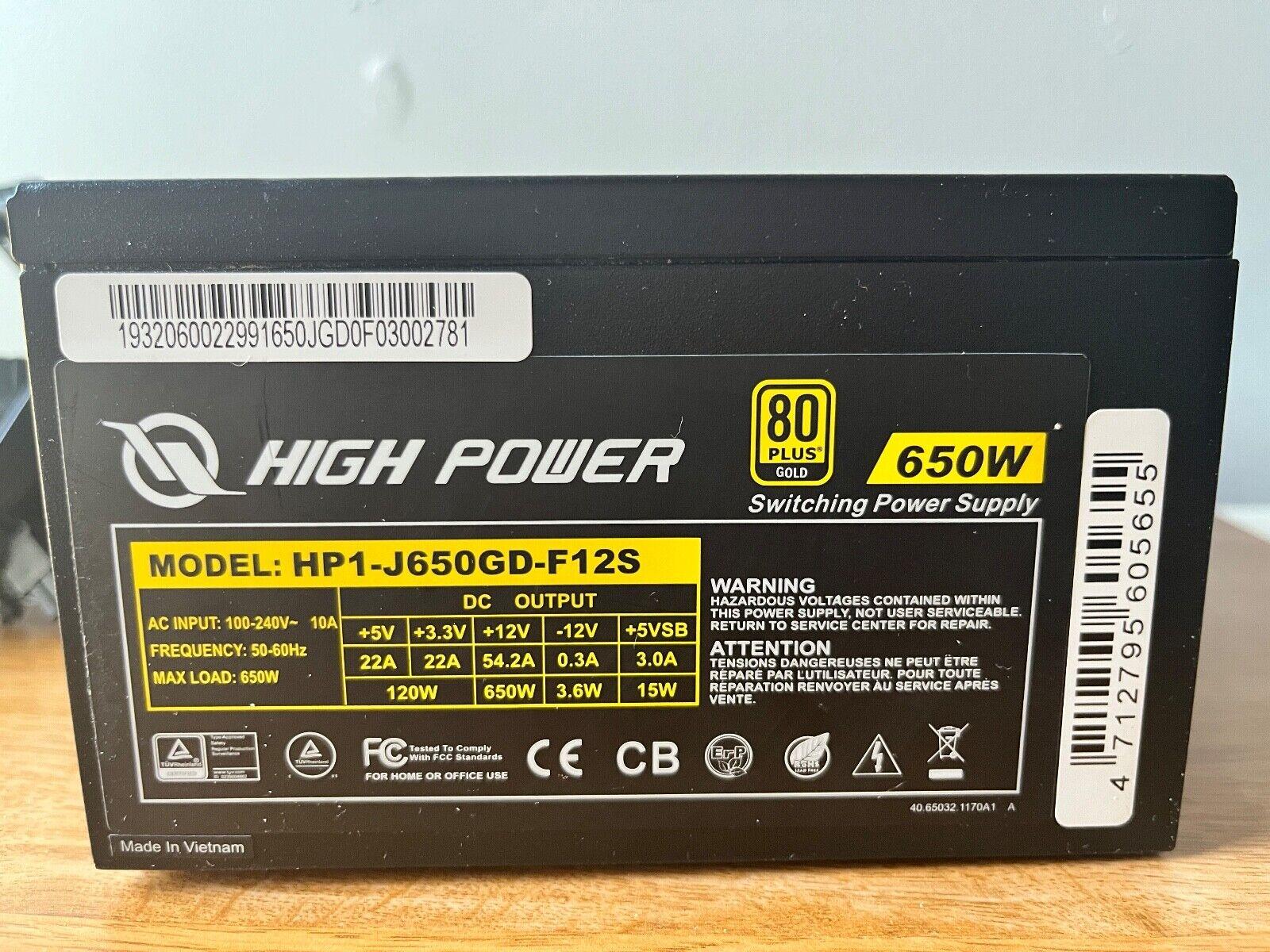 HIGH POWER HP1-J650GD-F12S 650W ATX PSU Power Supply, 80+ Gold