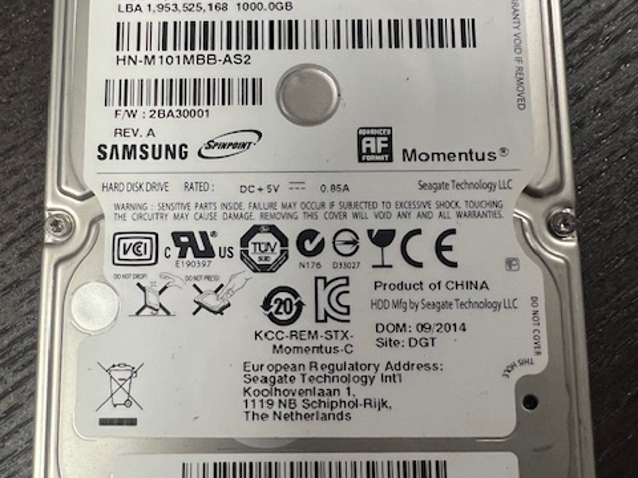 Seagate Momentus 1 TB 2.5-Inch SATA III 5400 RPM 8MB Cache Hard Drive