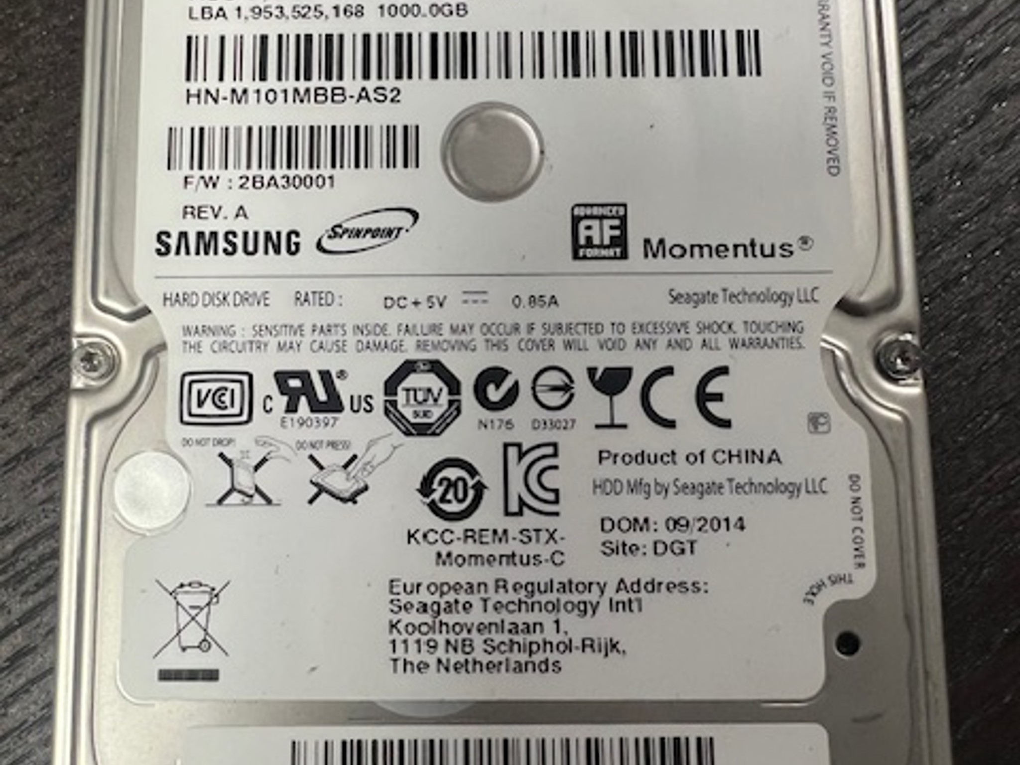 Seagate Momentus 1 TB 2.5-Inch SATA III 5400 RPM 8MB Cache Hard Drive
