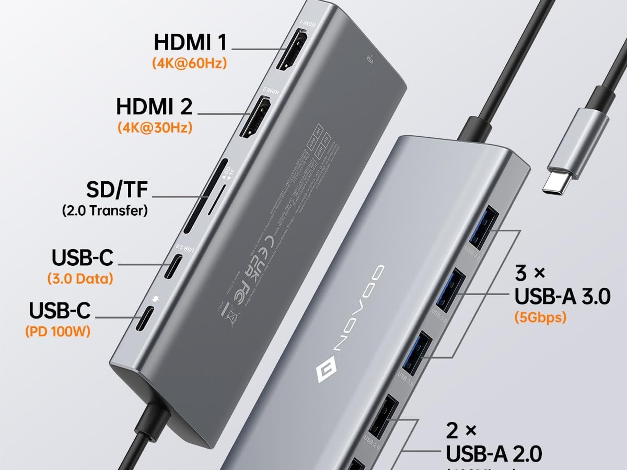 USB C Docking Station 12 in 1 Docking Station Dual Monitor with 2 HDMI VGA 5 USB Ports 100W PD USB-C