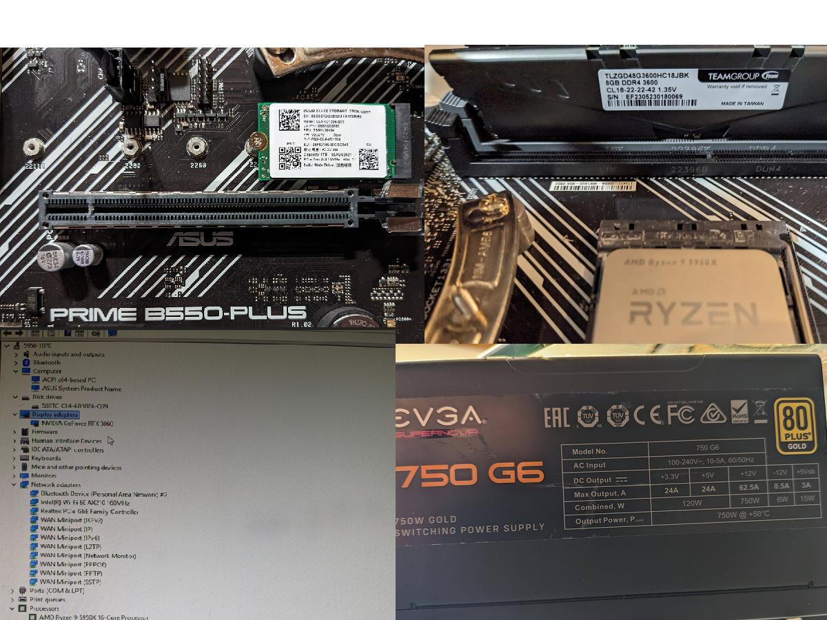 Ryzen 5950X, RTX3060-12GB, 1TB PCIe4x4, 16GB RAM, Noctua NH-D15 Cooler, B550 MB, View 270, Win11 Pro