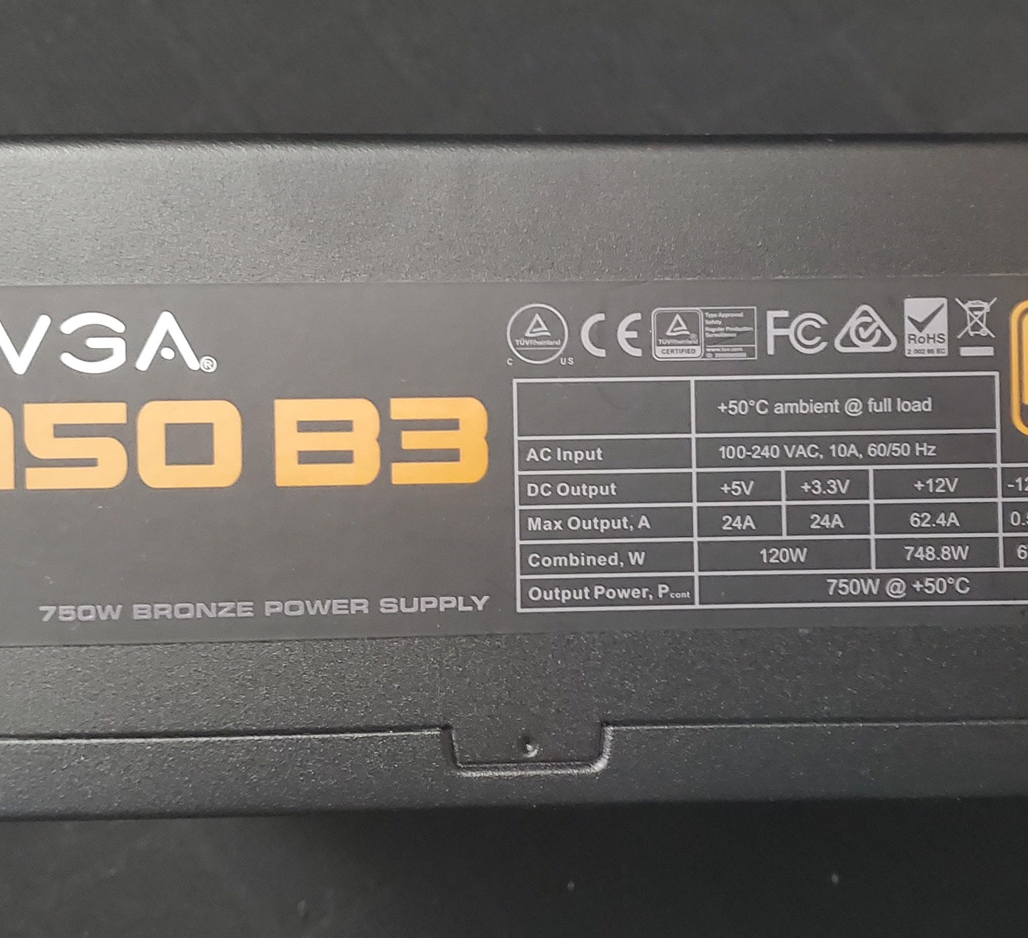 EVGA 750 B3 BRONZE RATED MODULAR PSU