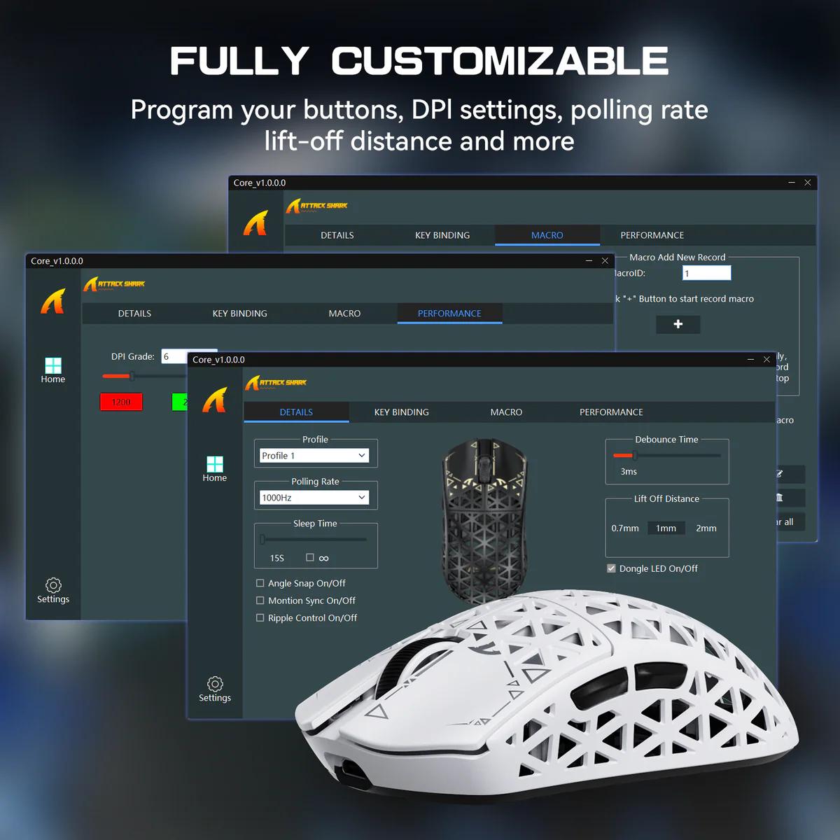 NEW White Attack Shark R5 Ultra 39g Carbon Fiber Gaming Mouse PAW3950MAX 8K Wireless 42K DPI