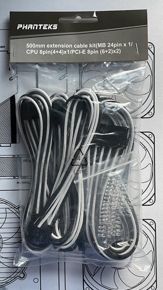 Phanteks 18AWG PSU Cable Extensions - Black/White Mix