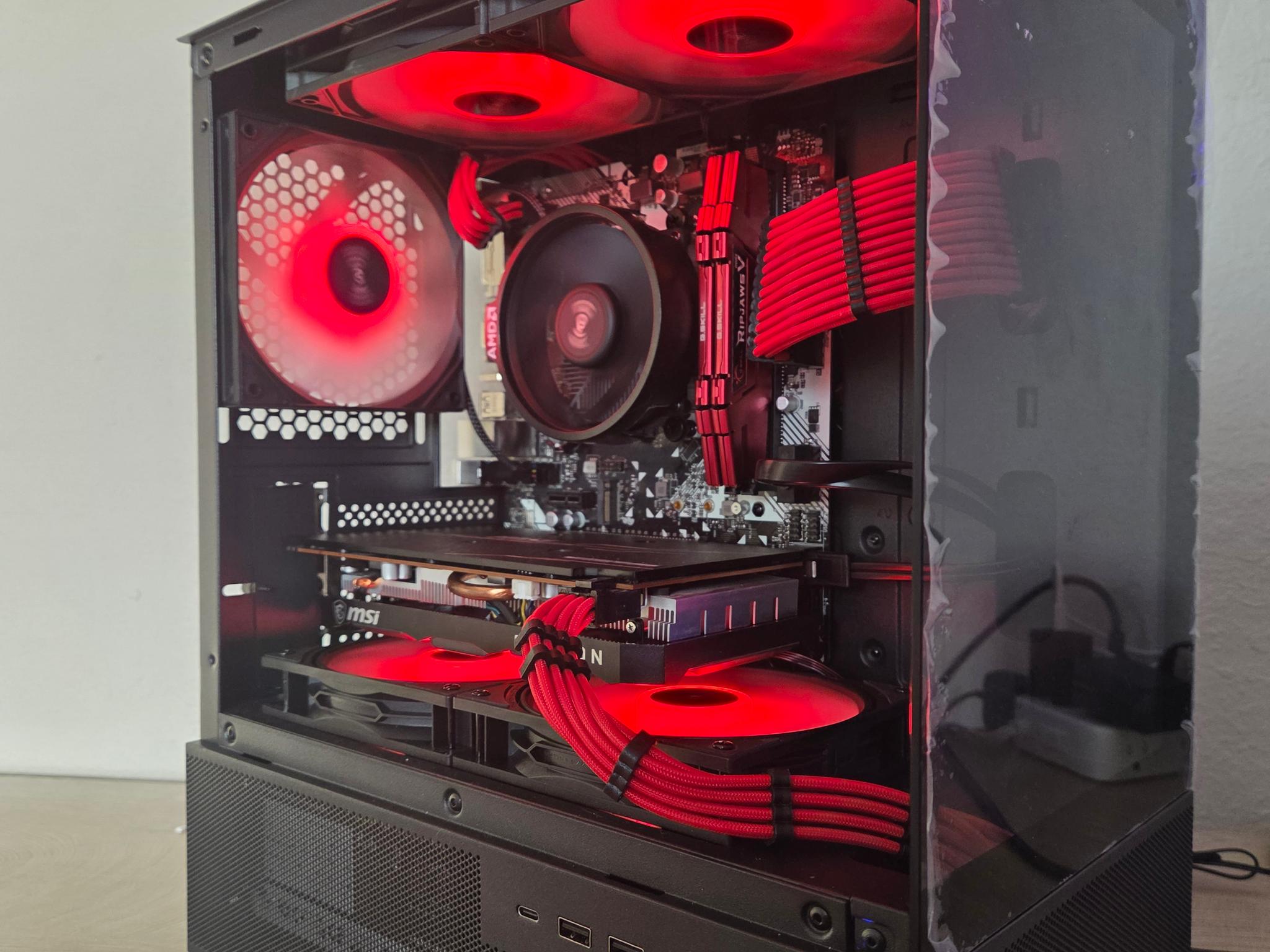 AMD Red Reaper – Ryzen 7 2700X | RX 6600 | 16GB RAM | Red & Black Gaming Beast 🔴⚫ /A/