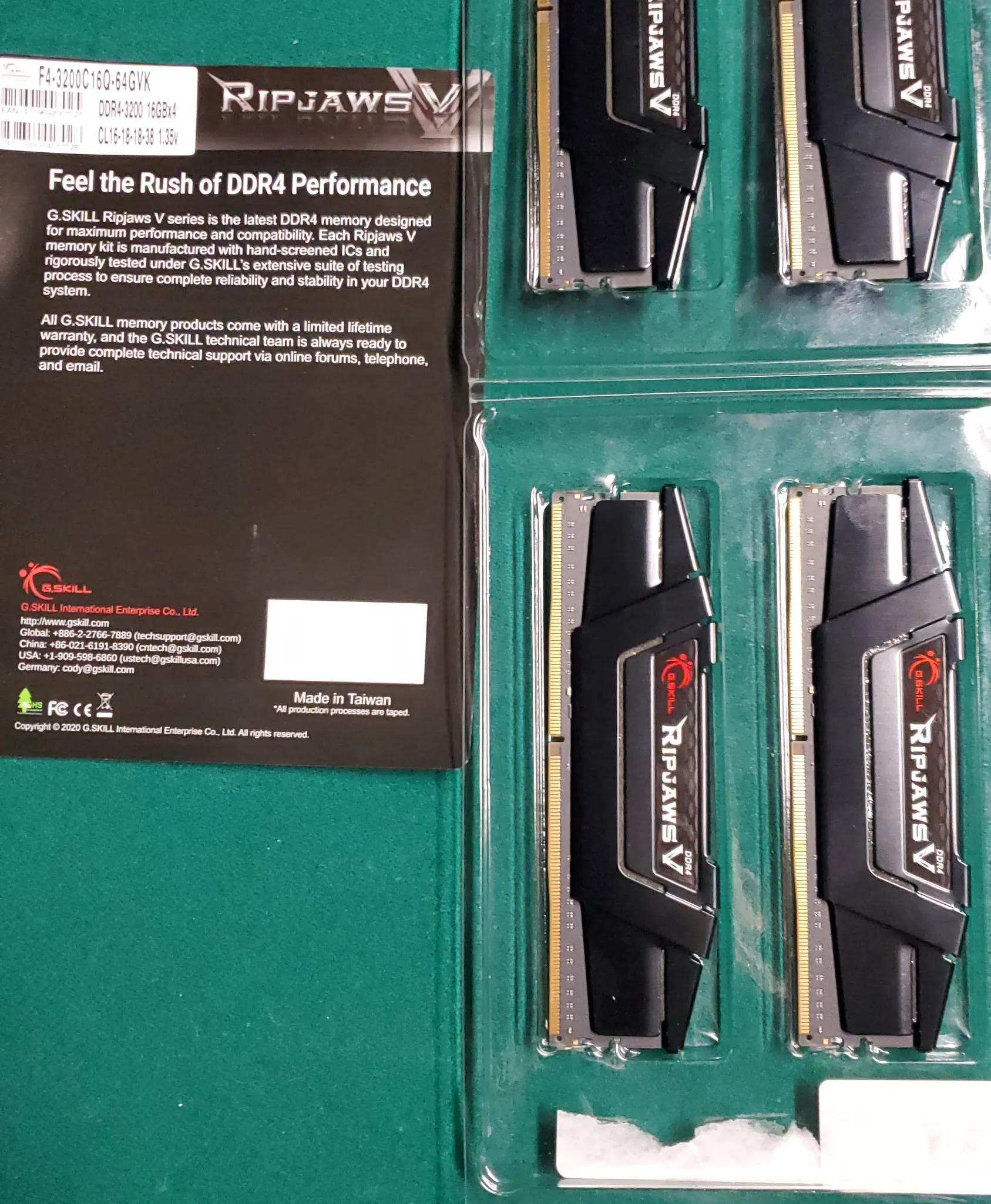 G. Skill Ripjaws DDR4 3200MT, CL16 4X16g