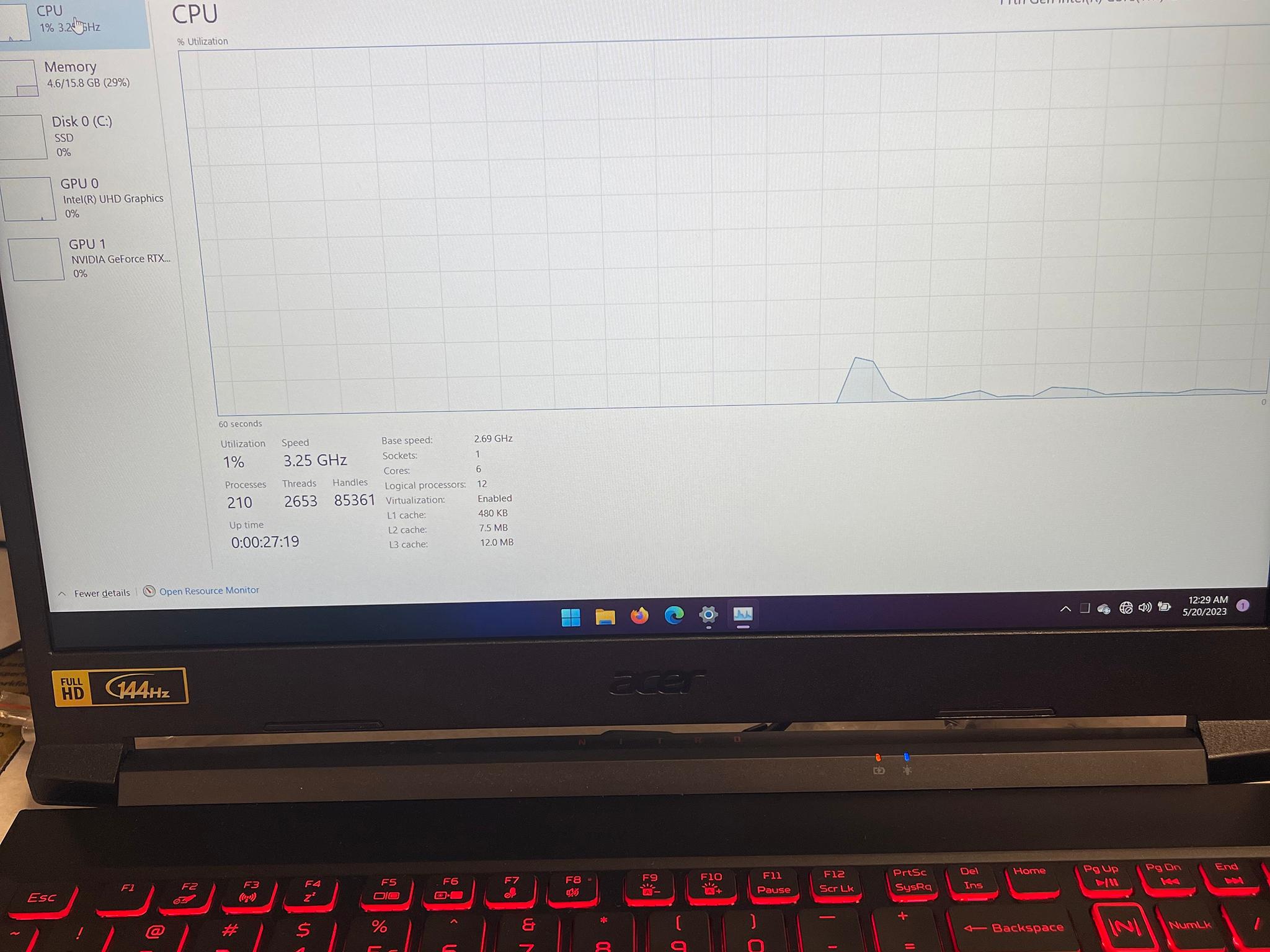 Acer Nitro 5 RTX 3060 i5-11400H @2.7GHZ 144hz Windows 11