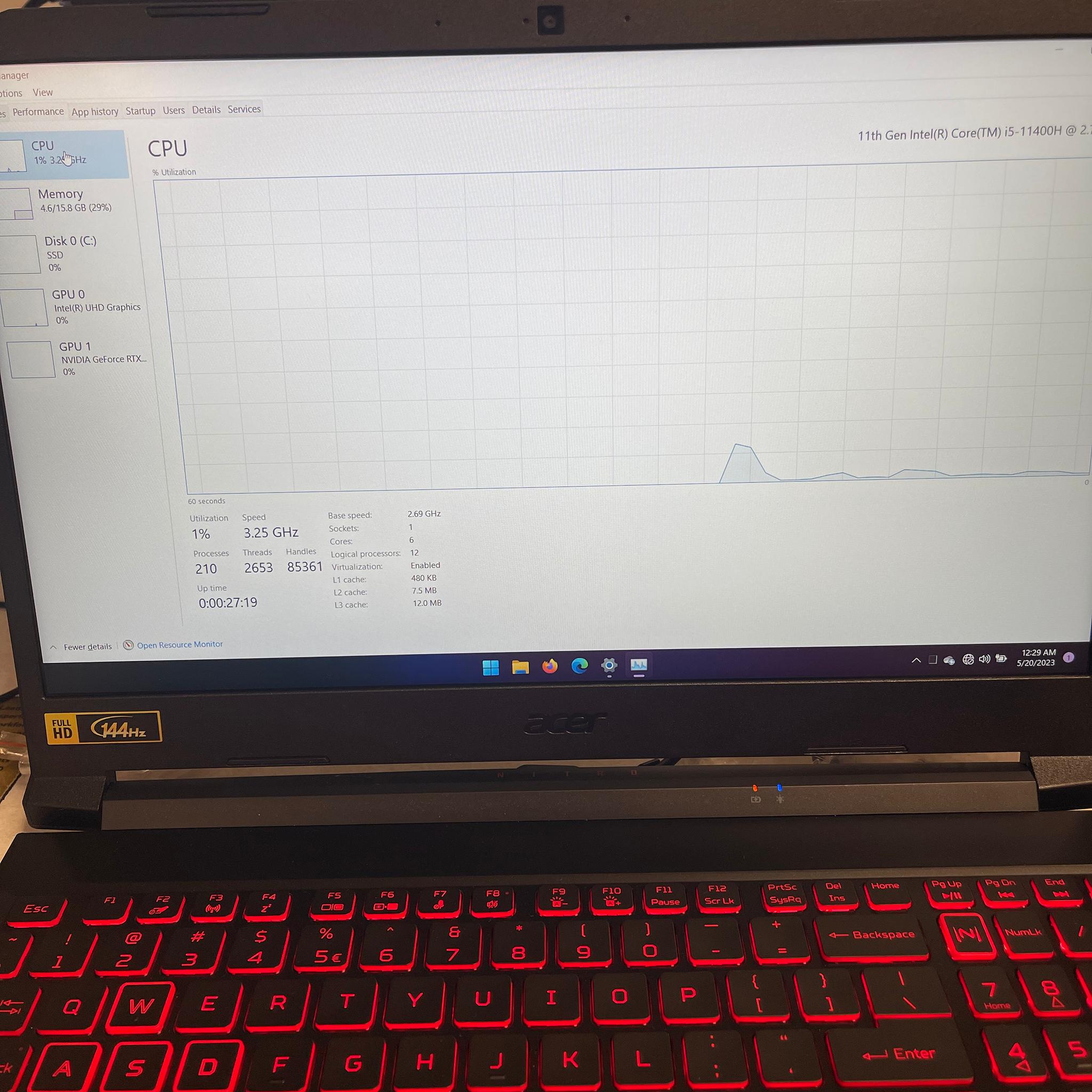 Acer Nitro 5 RTX 3060 i5-11400H @2.7GHZ 144hz Windows 11