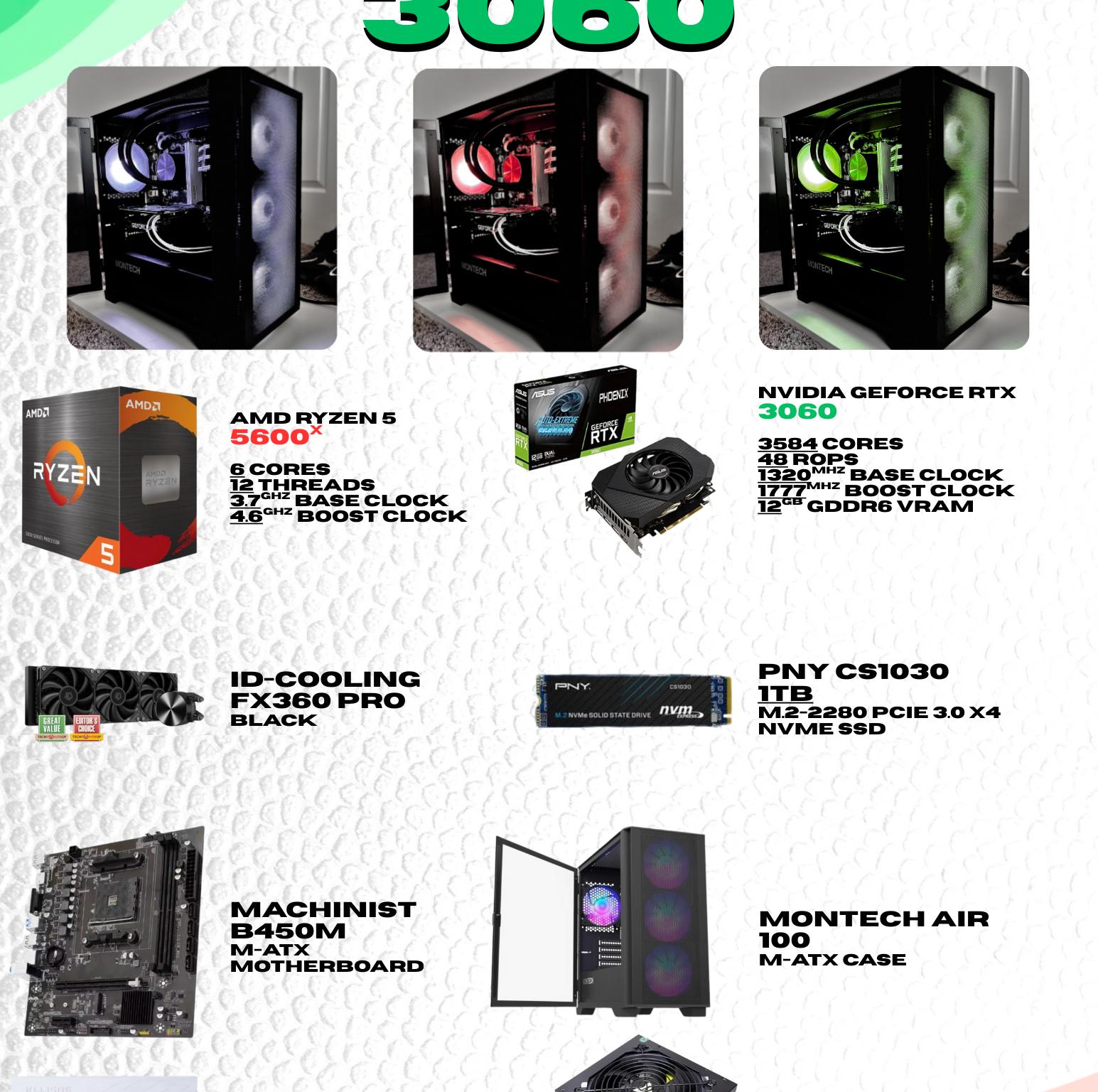 🐼 💧BLACK & WHITE LIQUID COOLED GAMING PC | 5600X + RTX 3060 12GB + 32GB RAM💧🐼