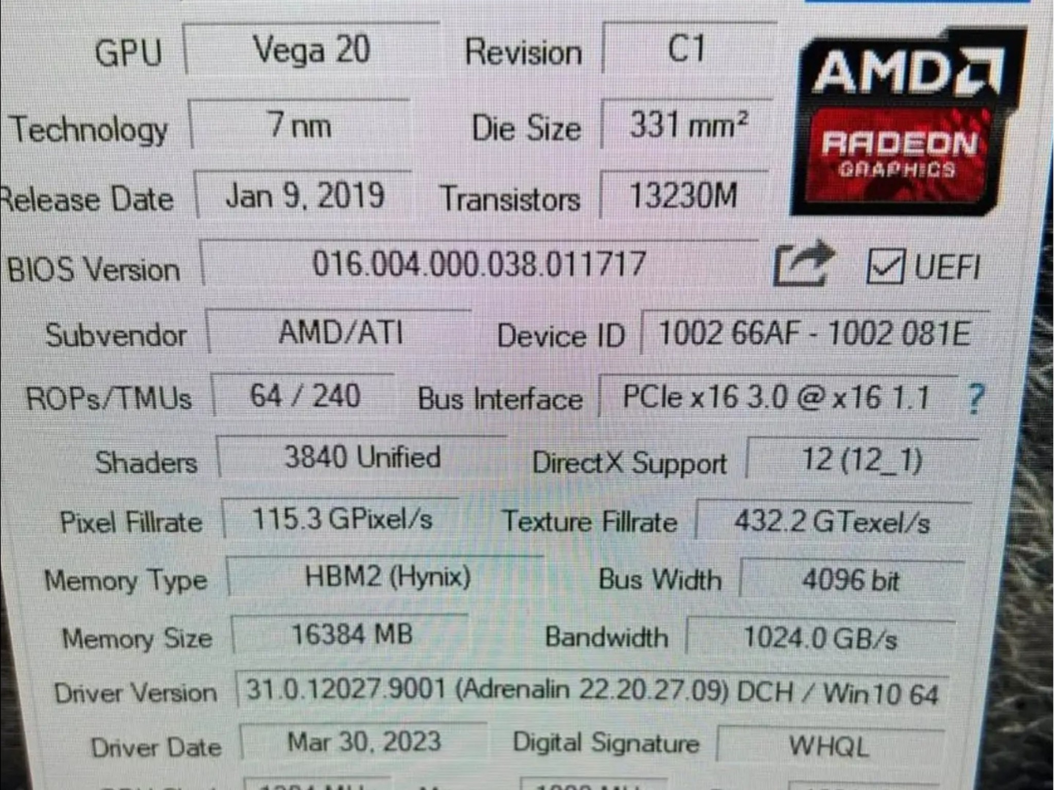 XFX Radeon Vega vii