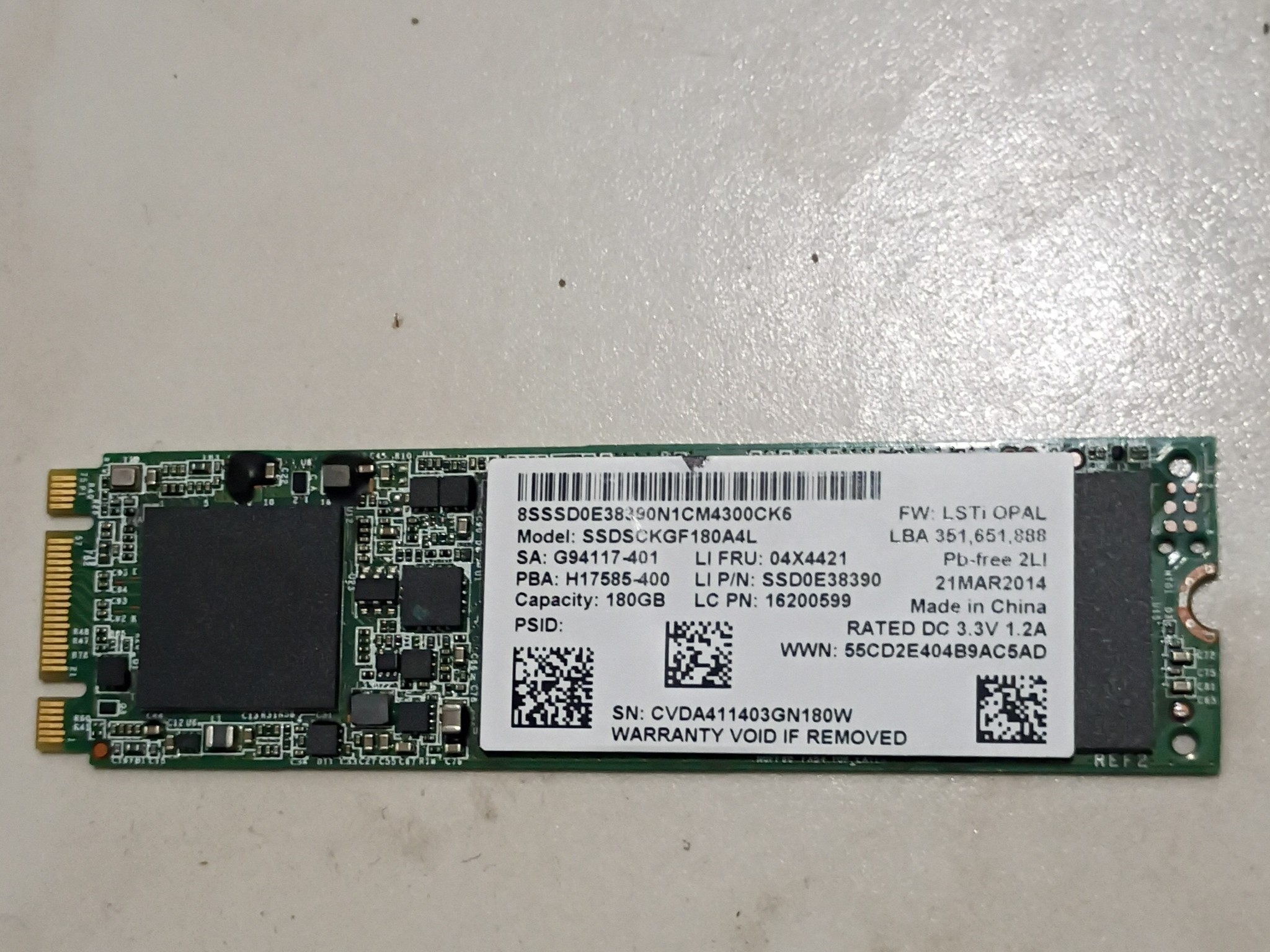 Intel Pro 1500 Series 180GB M.2 SATA SSD