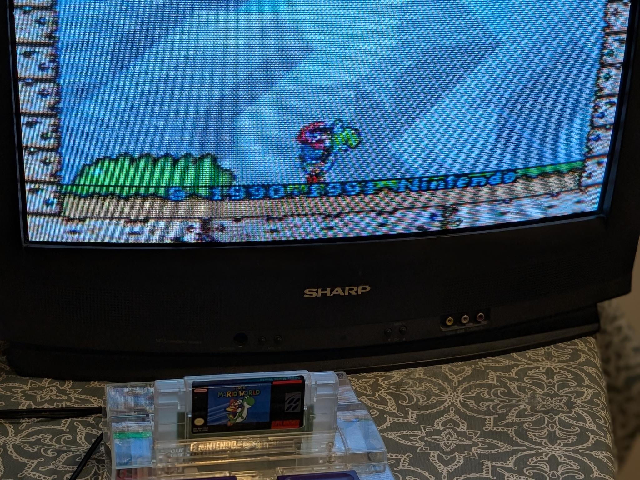 Super Nintendo SNES 1CHIP-01 Console, SMW Game, Controller, OEM AC/AV Bundle
