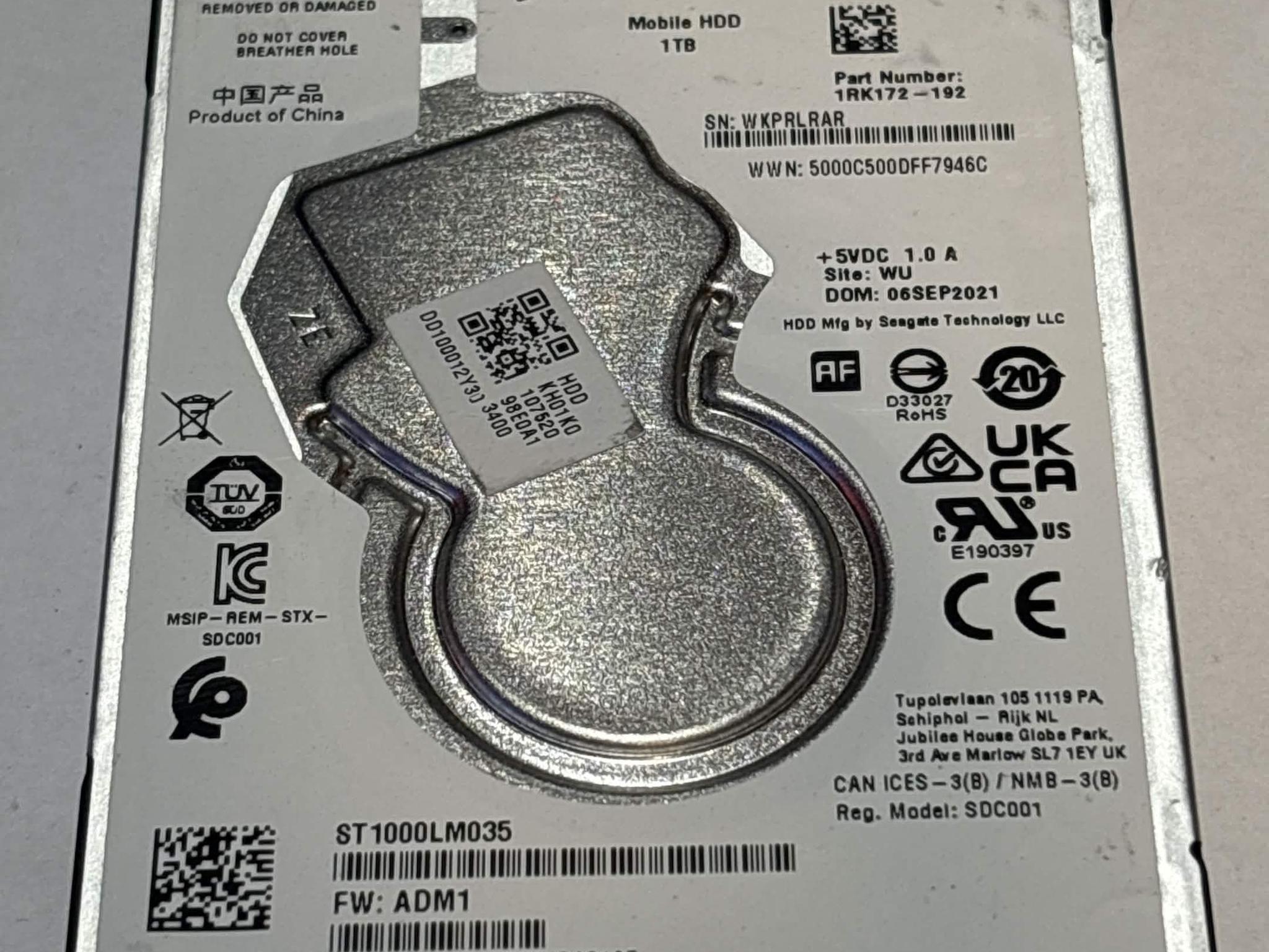 Seagate Mobile HDD 1TB SATA Hard Drive | Tested & Functional