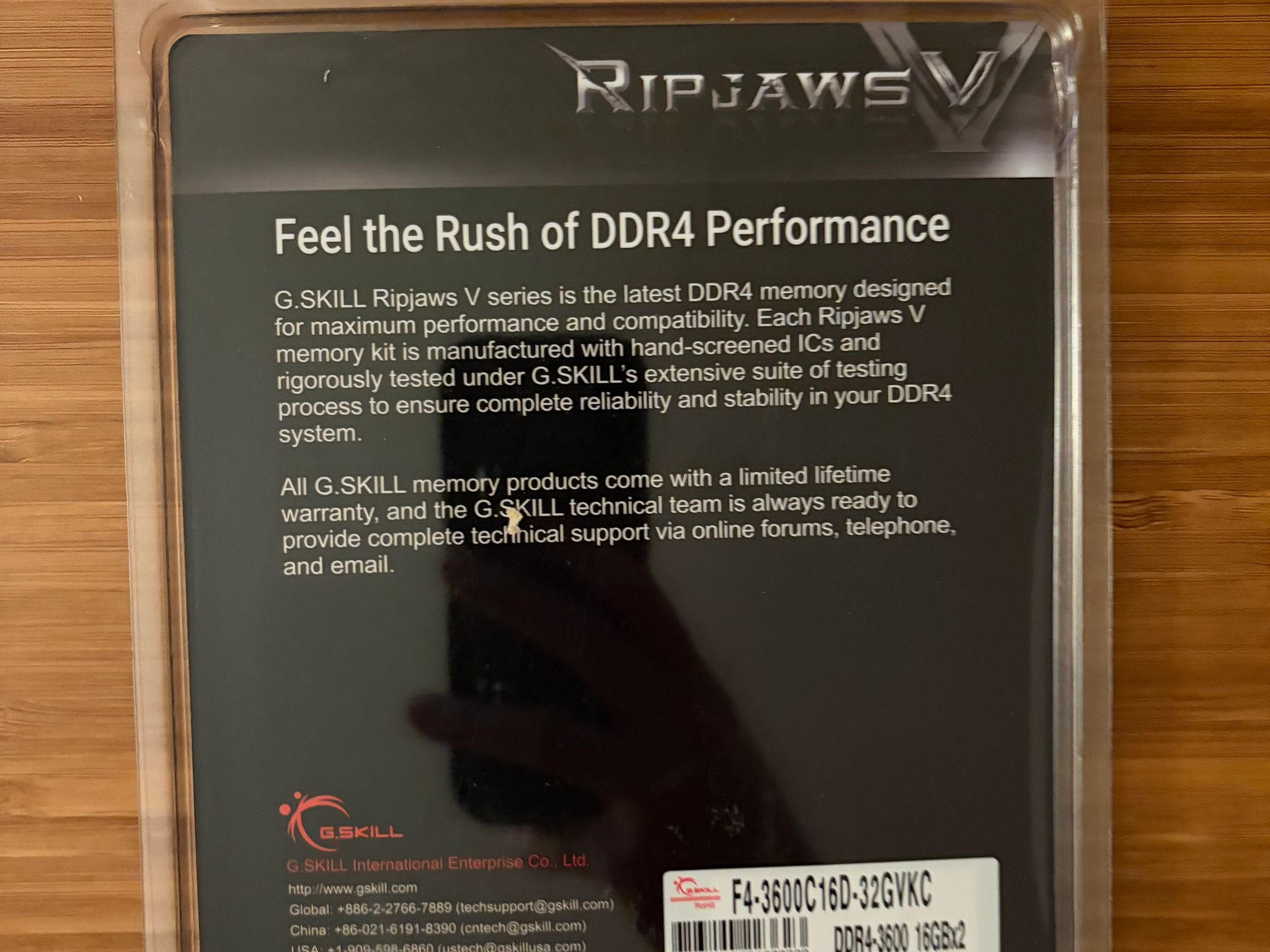 G.Skill Ripjaws V DDR4-3600 CL16-19-19-39 1.35V 32GB (2x16GB)