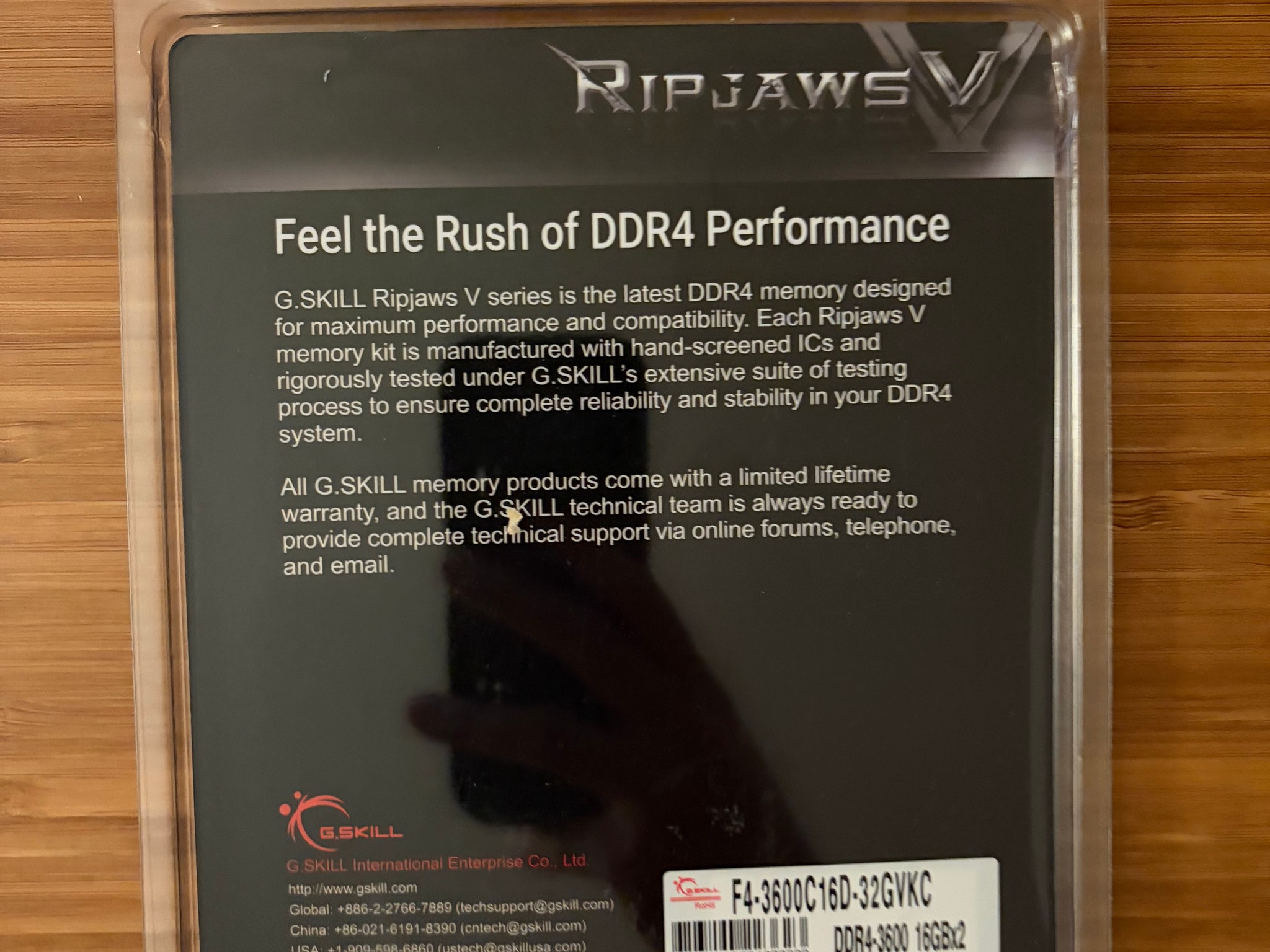 G.Skill Ripjaws V DDR4-3600 CL16-19-19-39 1.35V 32GB (2x16GB)