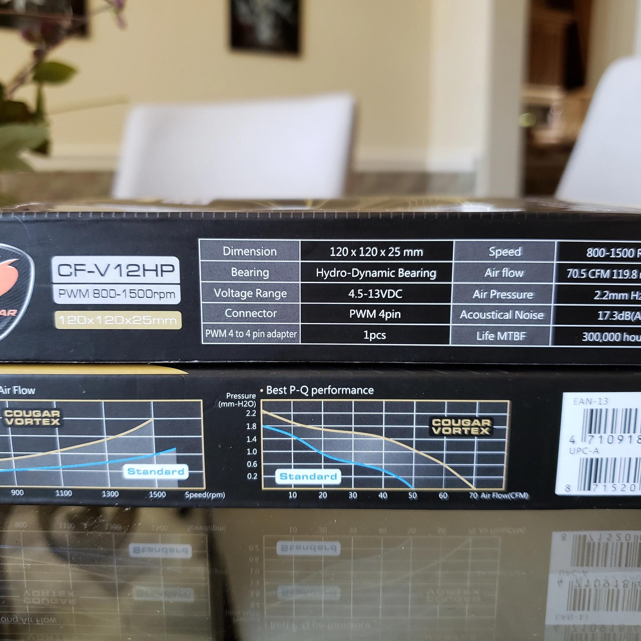 NEW Cougar CF-V12HP 120MM Vortex PWM Computer Fans (1 Pair)