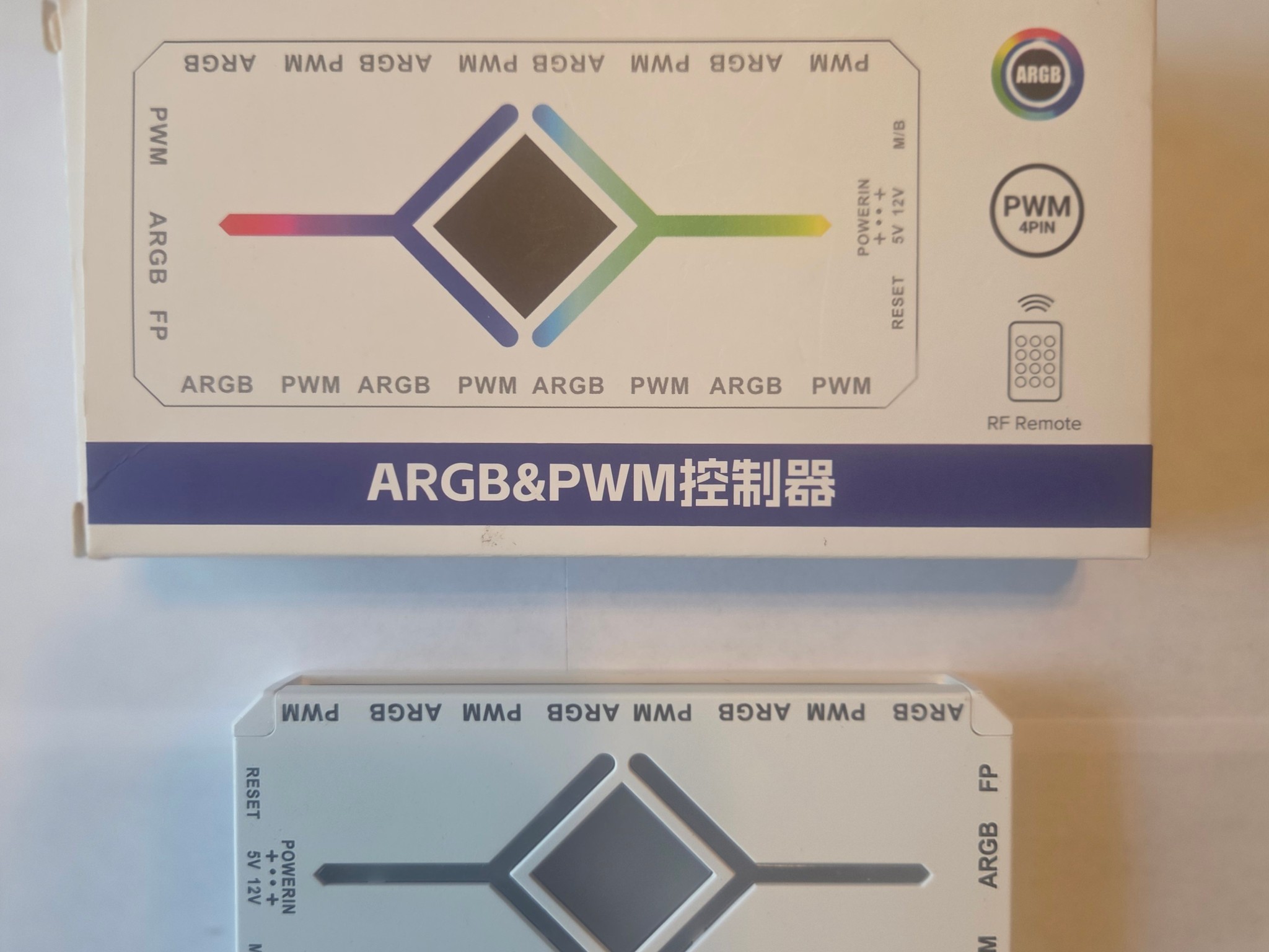 WHITE ARGB Fan PWM Controller Hub Splitter with Remote 4PIN 9 ports