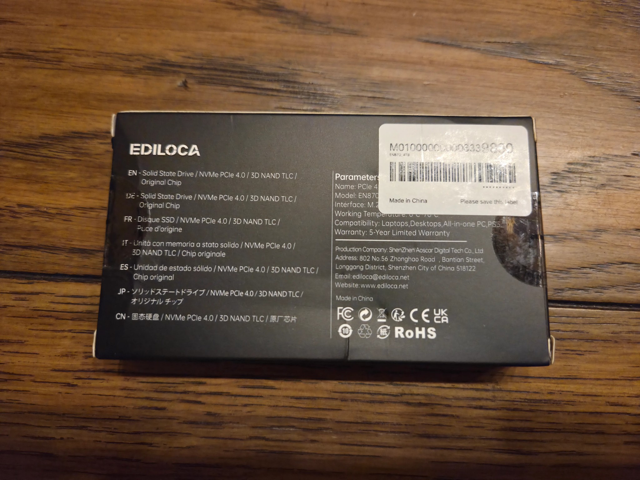 EDILOCA EN870 4TB M.2 SSD, PCIe Gen 4x4 (Up to 7300MB/s)