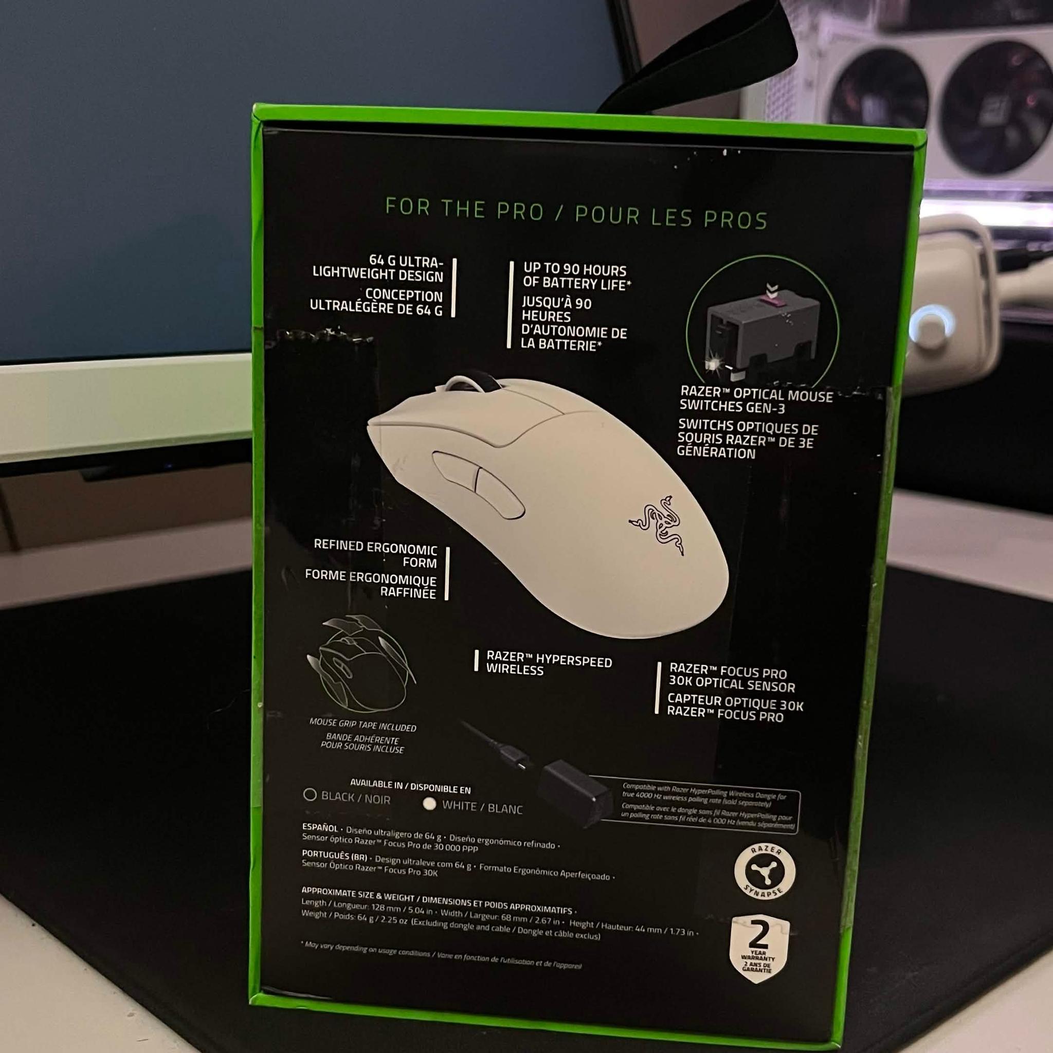 Razer DeathAdder V3 Pro Wireless Gaming Mouse - White