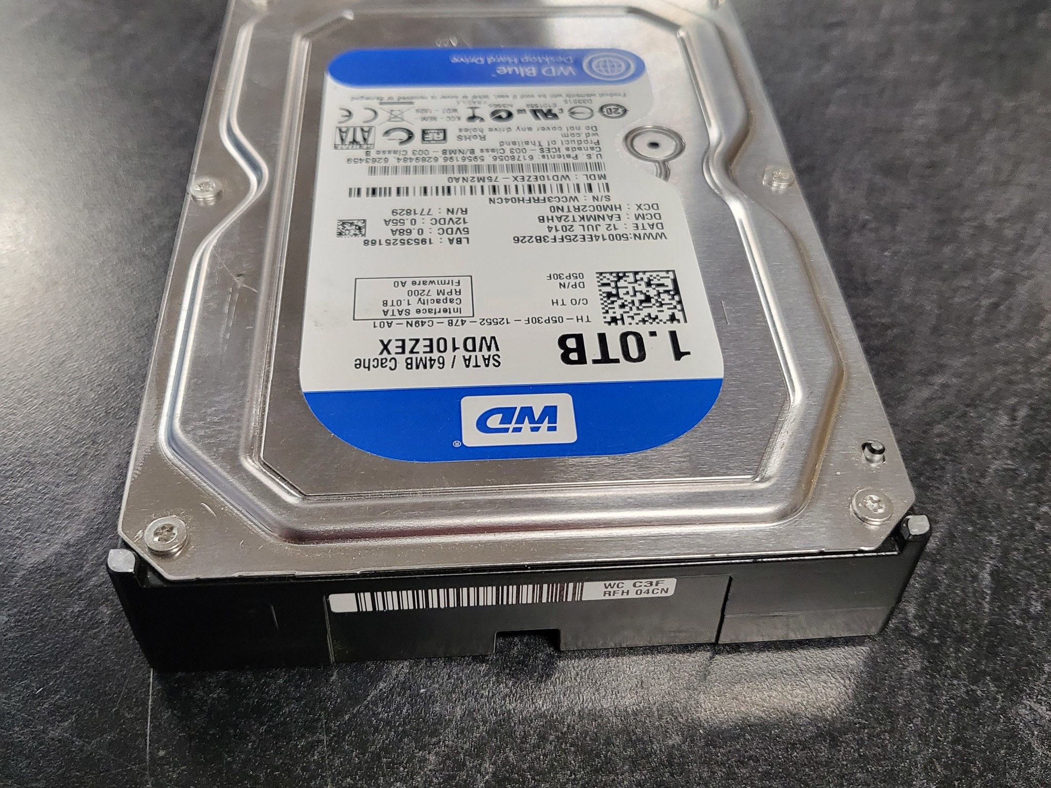 1 TB Western Digital Blue (7200RPM, 3.5", SATA III, 64MB Cache) Internal HDD w/ under 2k hours